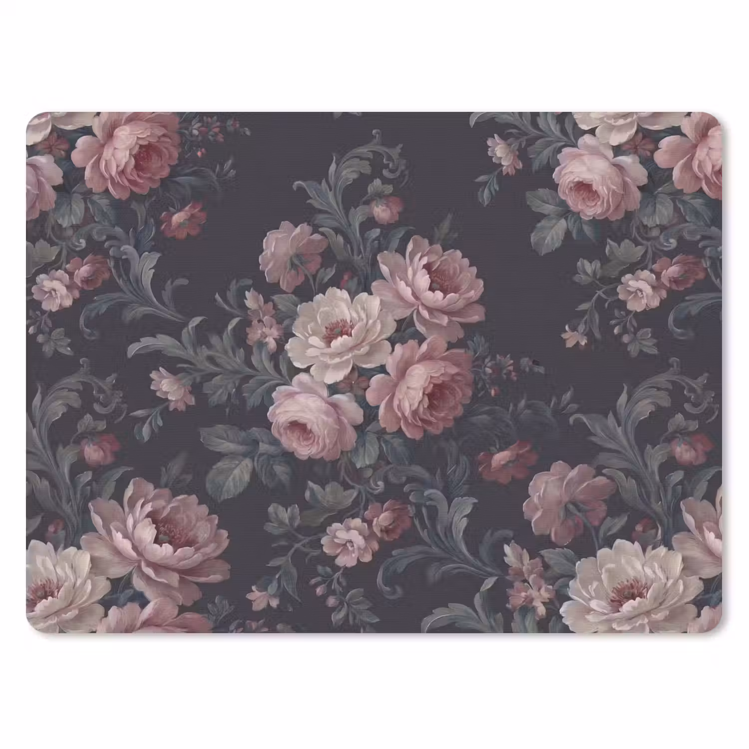 Bloemen - Patroon - Sierlijk - Roze - Donker muismat rubber klein -3d
