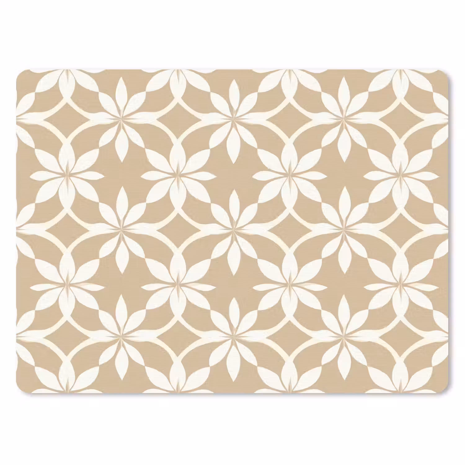 Bloemen - Patroon - Beige muismat rubber klein 262 -3d