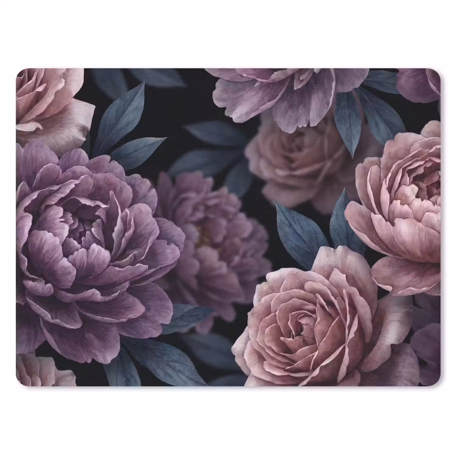 Bloemen - Patroon - Donker - Botanisch - Paars muismat rubber klein -3d