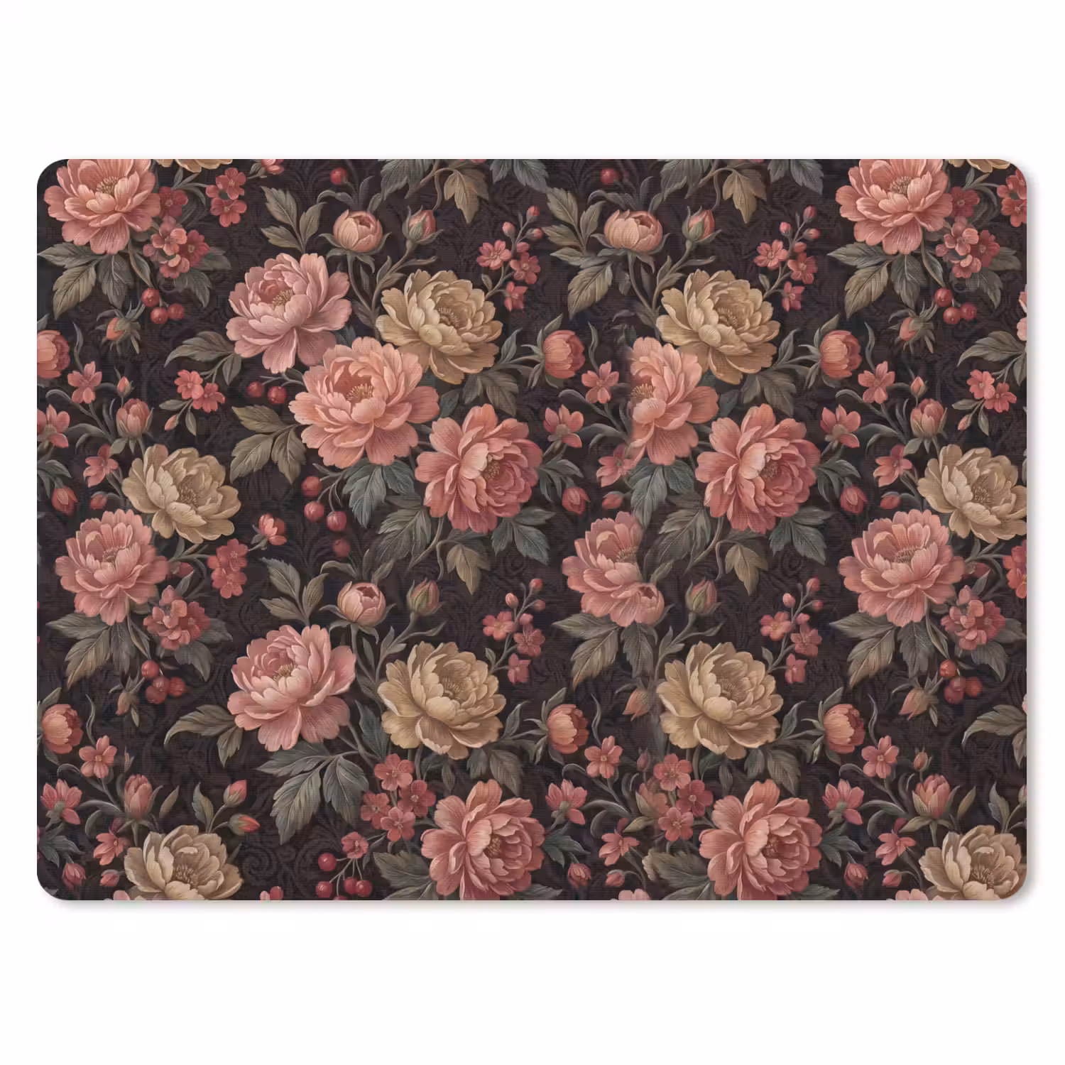 Bloemen - Patroon - Natuur - Vintage - Roze muismat rubber klein -3d