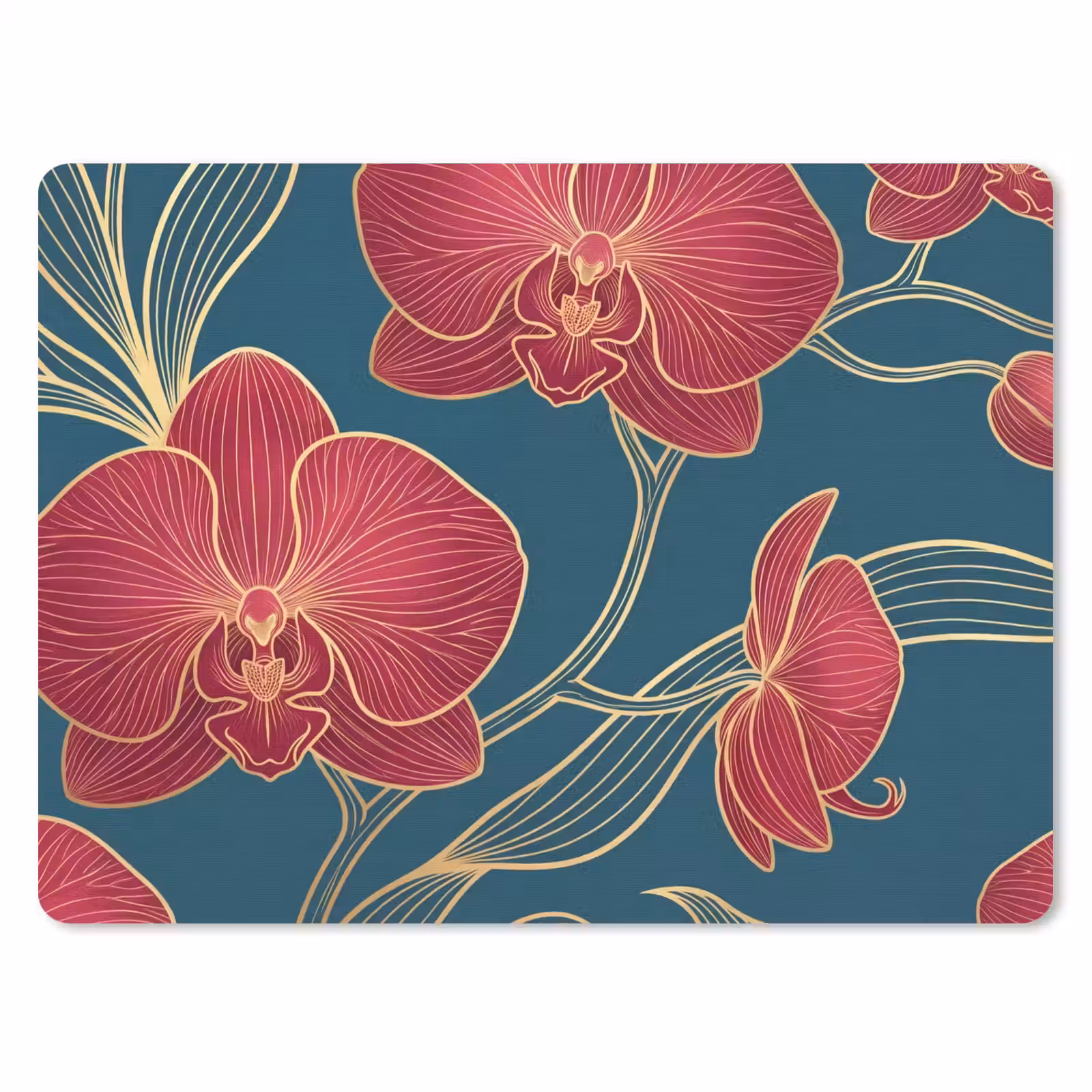 Mauspad - Blumen – Rot – Gold - Bloemen - Rood - Goud muismat rubber klein