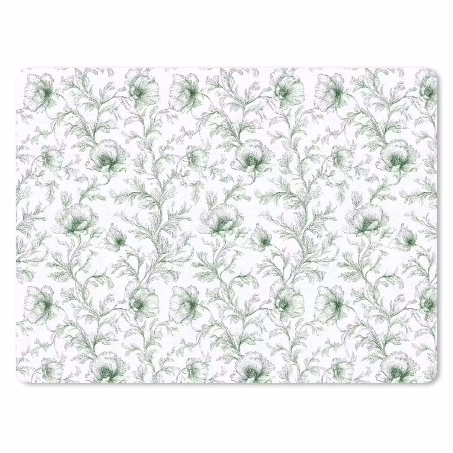 Bloemen - Getekend - Groen muismat rubber klein 262 -3d