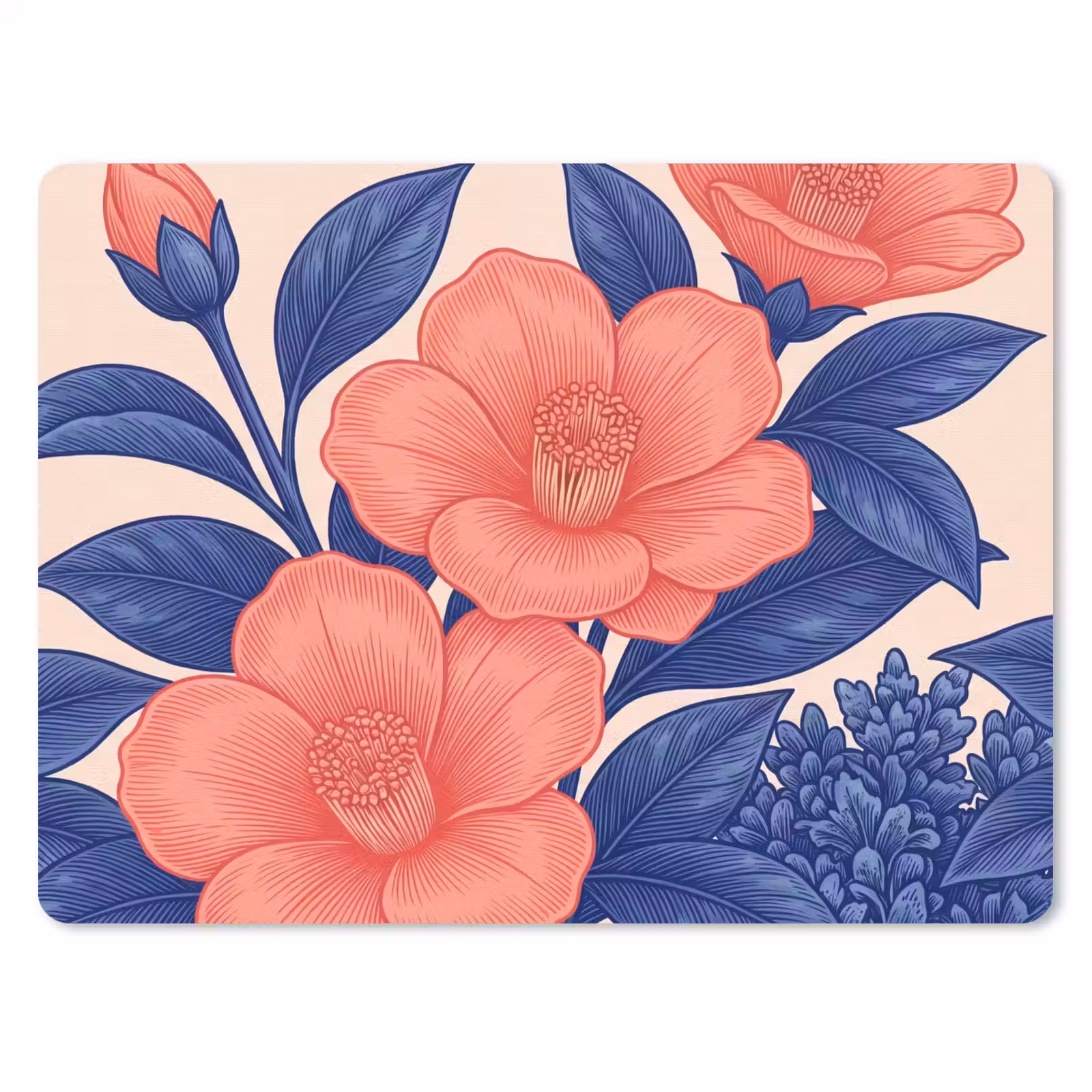 Mauspad - Blüten – Blätter – Botanik - Bloemen - Bladeren - Botanisch muismat rubber klein