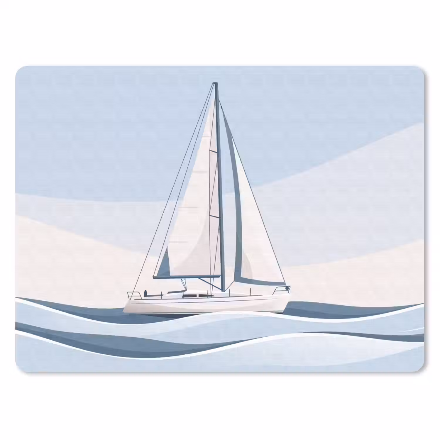 Boot - Zeil - Zee - Modern - Beige muismat rubber klein -3d