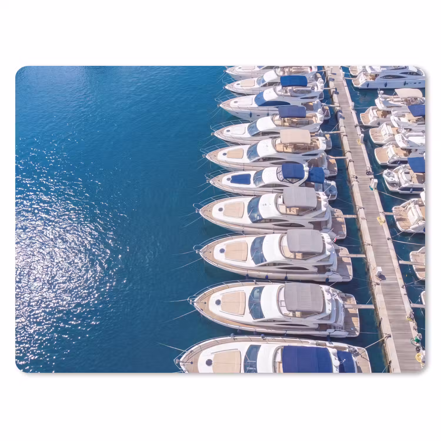 Boot - Jachthaven - Water - Zomer - Blauw muismat rubber klein -3d