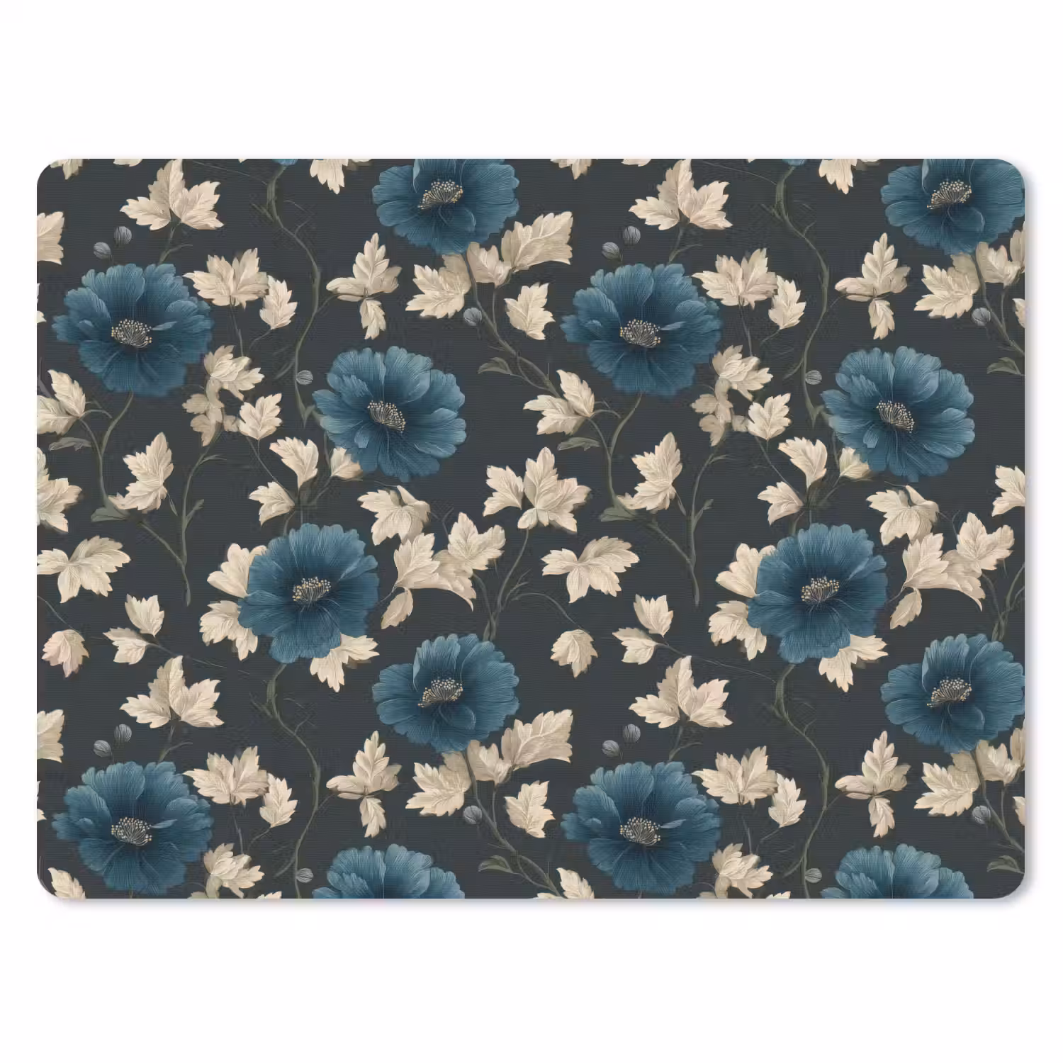 Botanisch - Bloemen - Blauw muismat rubber klein 262 -3d