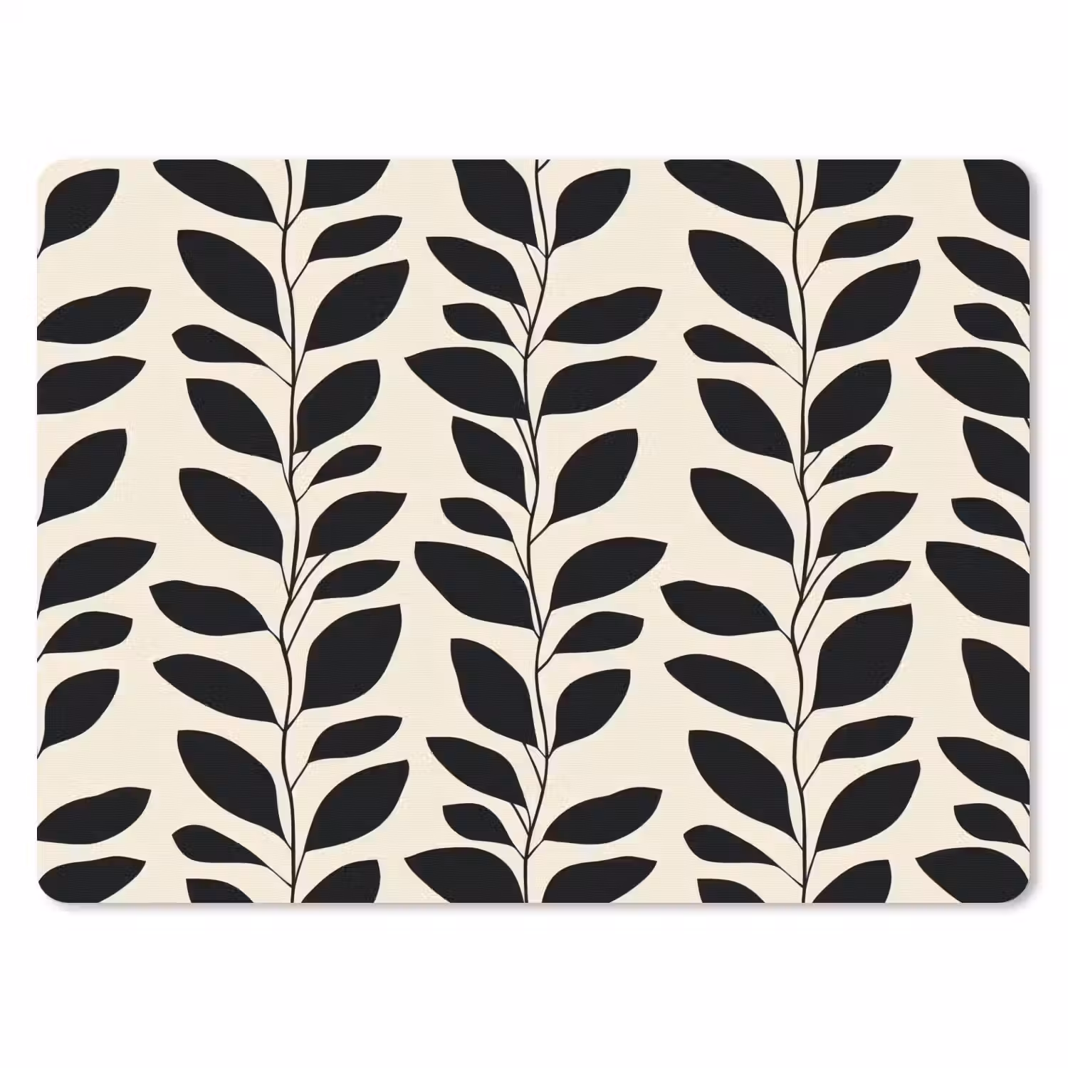 Botanisch - Dessin - Zwart - Beige muismat rubber klein 262 -3d