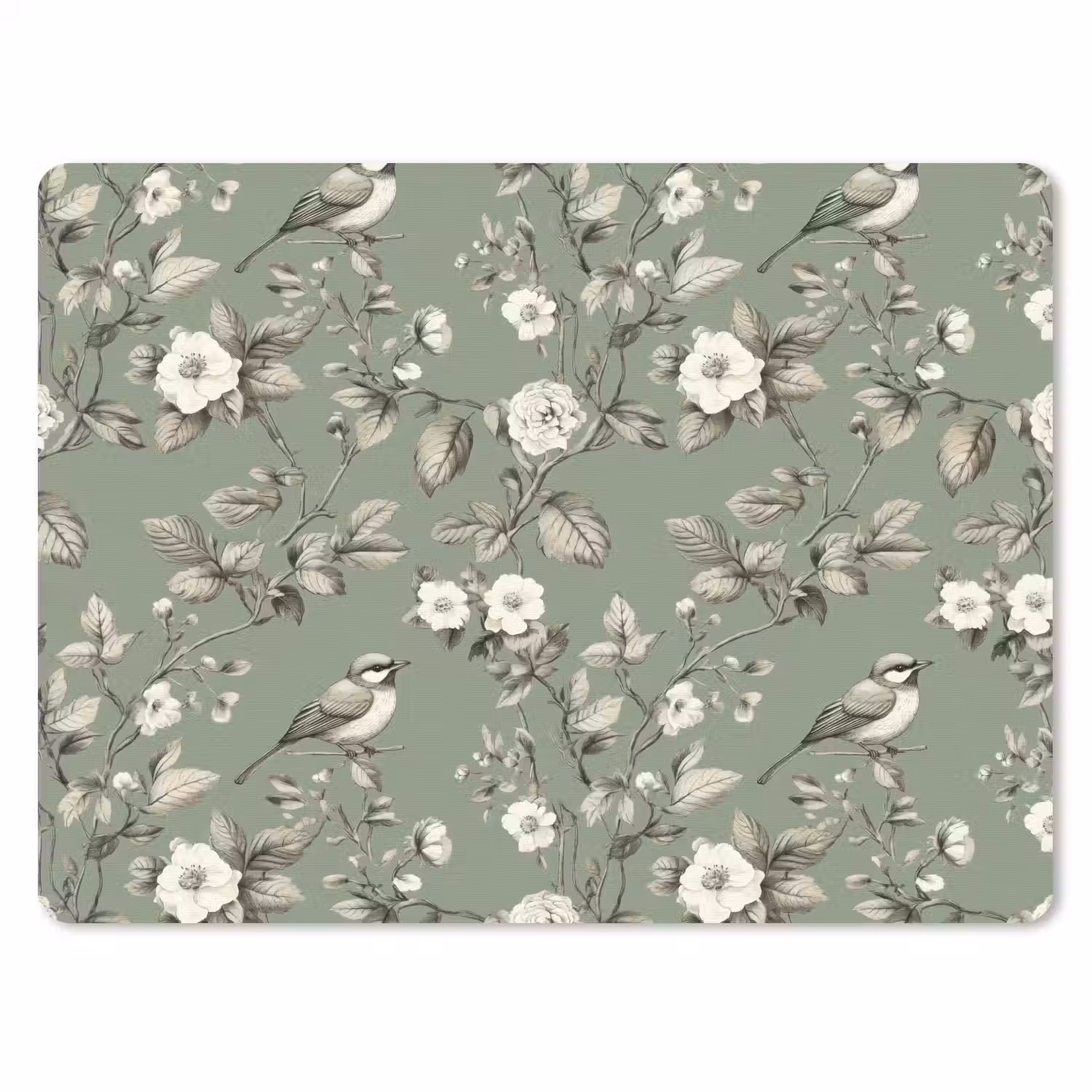 Botanisch - Vogels - Groen muismat rubber klein 262 -3d