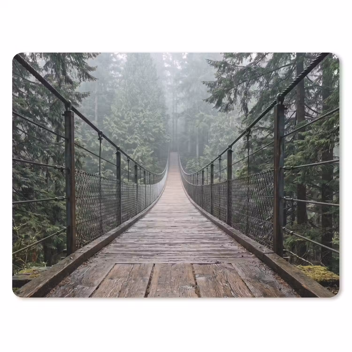 Brug - Bos - Mist - Natuur muismat rubber klein -3d