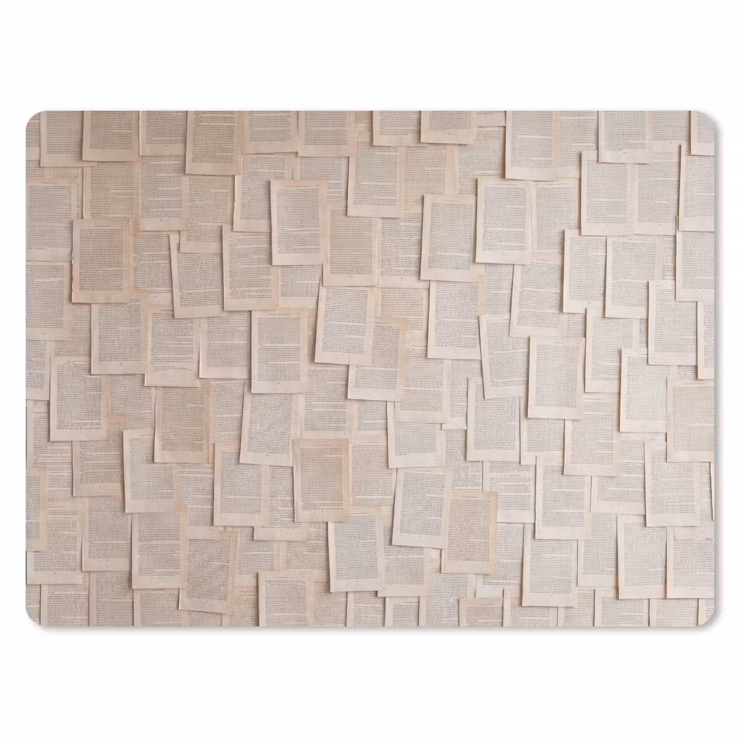 Boekpagina - Collage - Literatuur - Vintage - Beige muismat rubber klein -3d