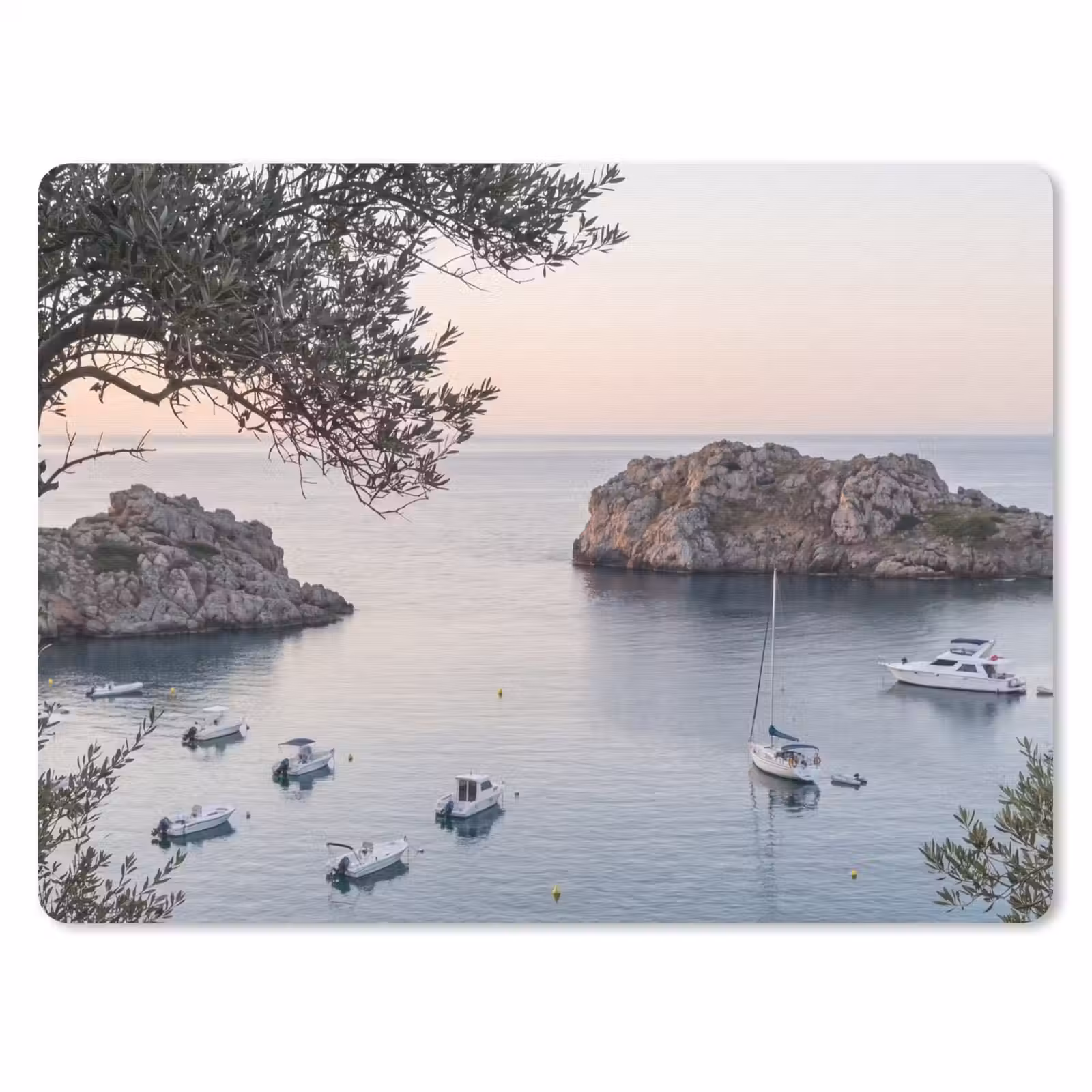 Mauspad - Bucht – Boote – Sonnenuntergang - Baai - boten - zonsondergang muismat rubber klein