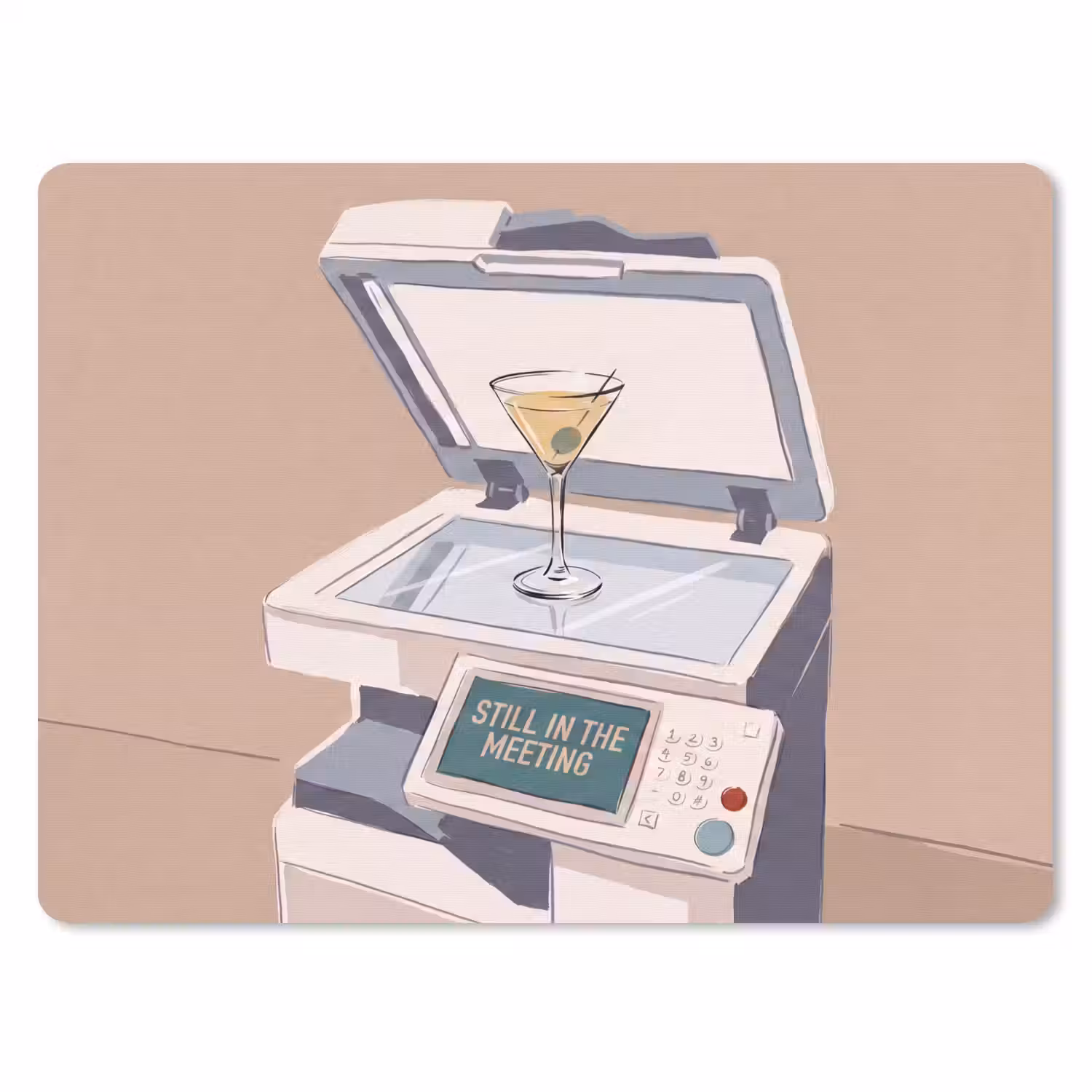 Kantoor - Drank - Humor - Illustratie muismat rubber klein -3d