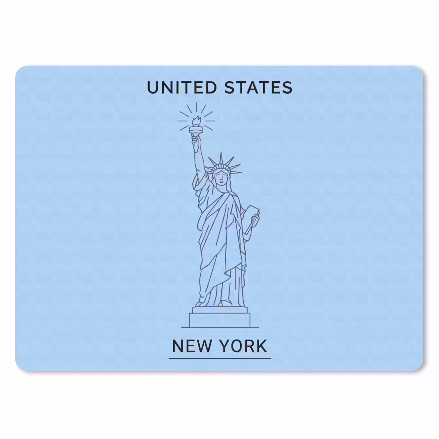Monument - Vrijheidsbeeld - New York - Minimalistisch - Blauw muismat rubber klein -3d