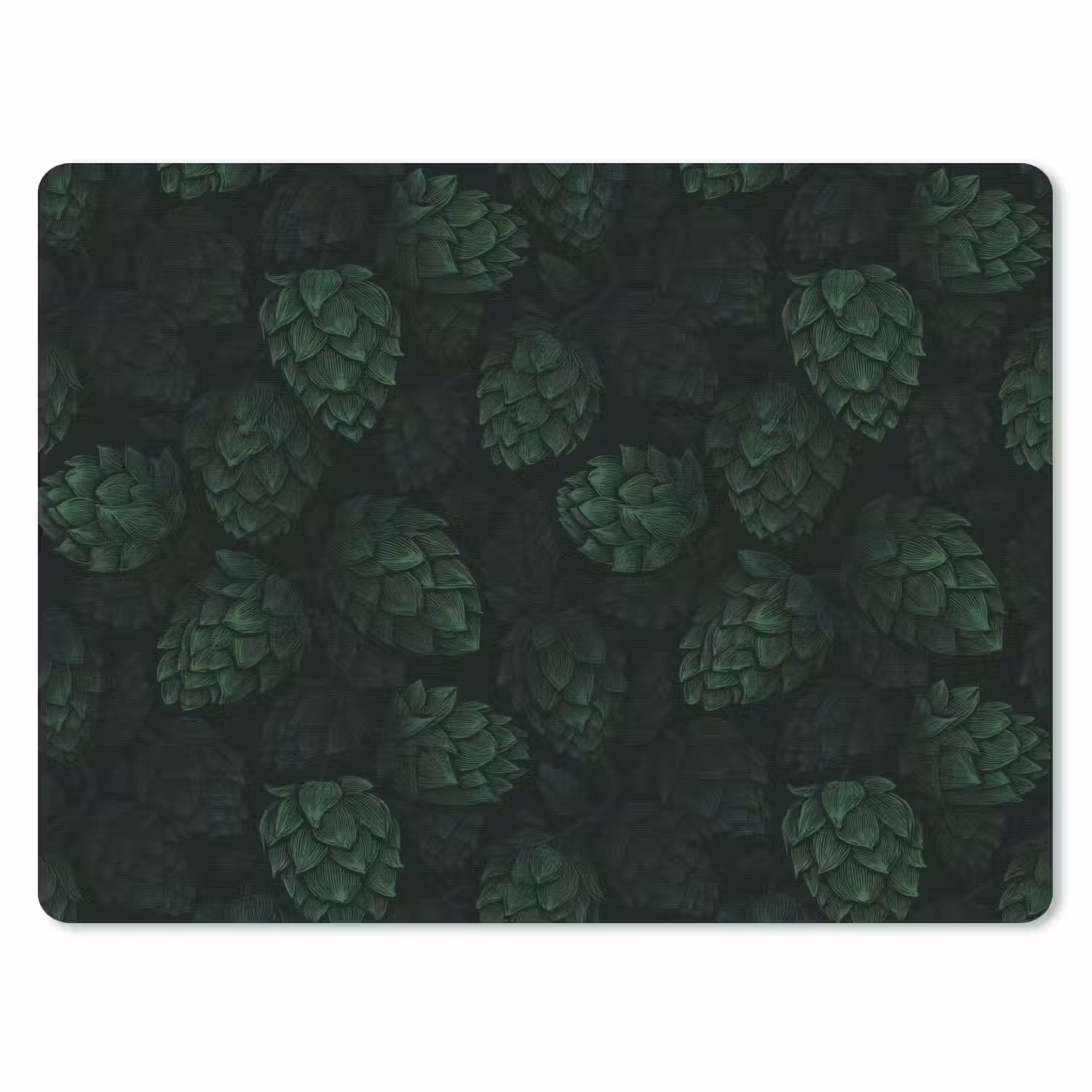 Donker - Groen - Hopbellen - Botanisch - Illustratie muismat rubber klein 262 -3d