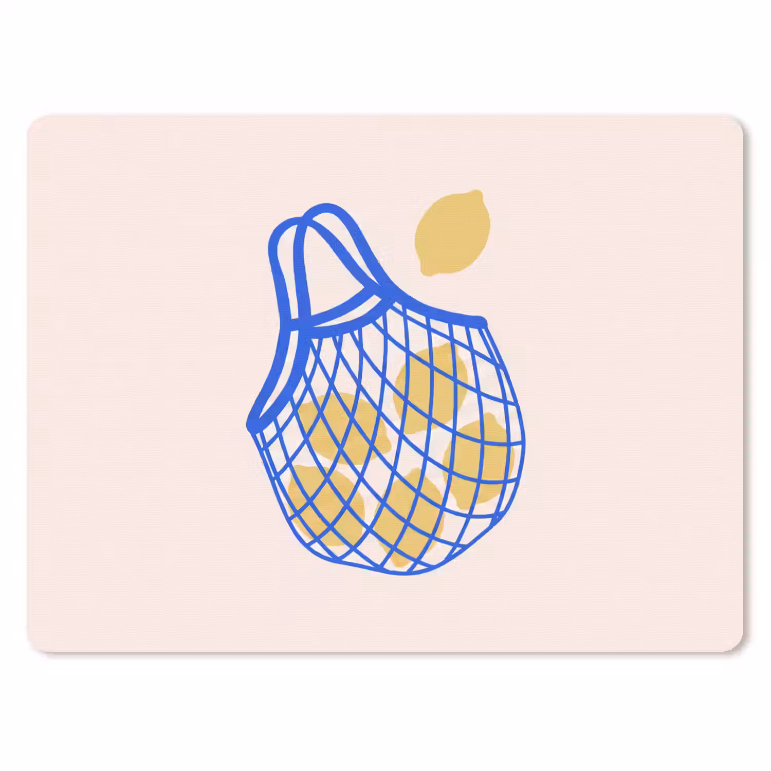 Eten - Citroen - Boodschappen - Abstract - Geel - Blauw muismat rubber klein -3d
