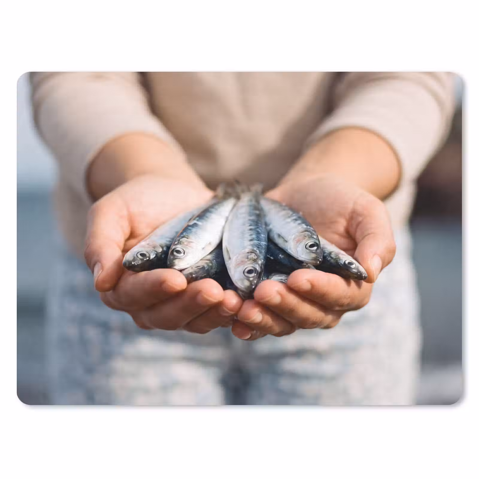 Mauspad - Fisch – Hände – Natur - Vis - Handen - Natuur muismat rubber klein