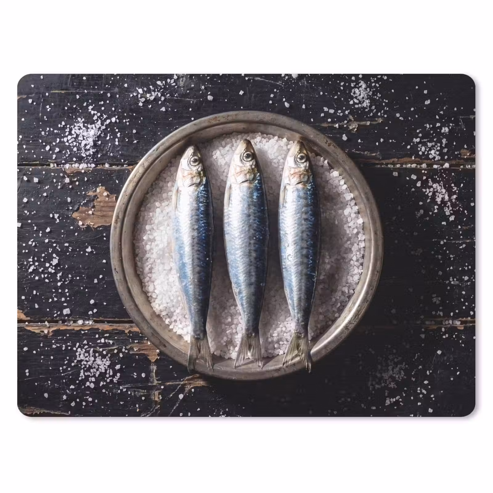 Mauspad - Fisch – Salz – Essen - Vis - Zout - Eten muismat rubber klein
