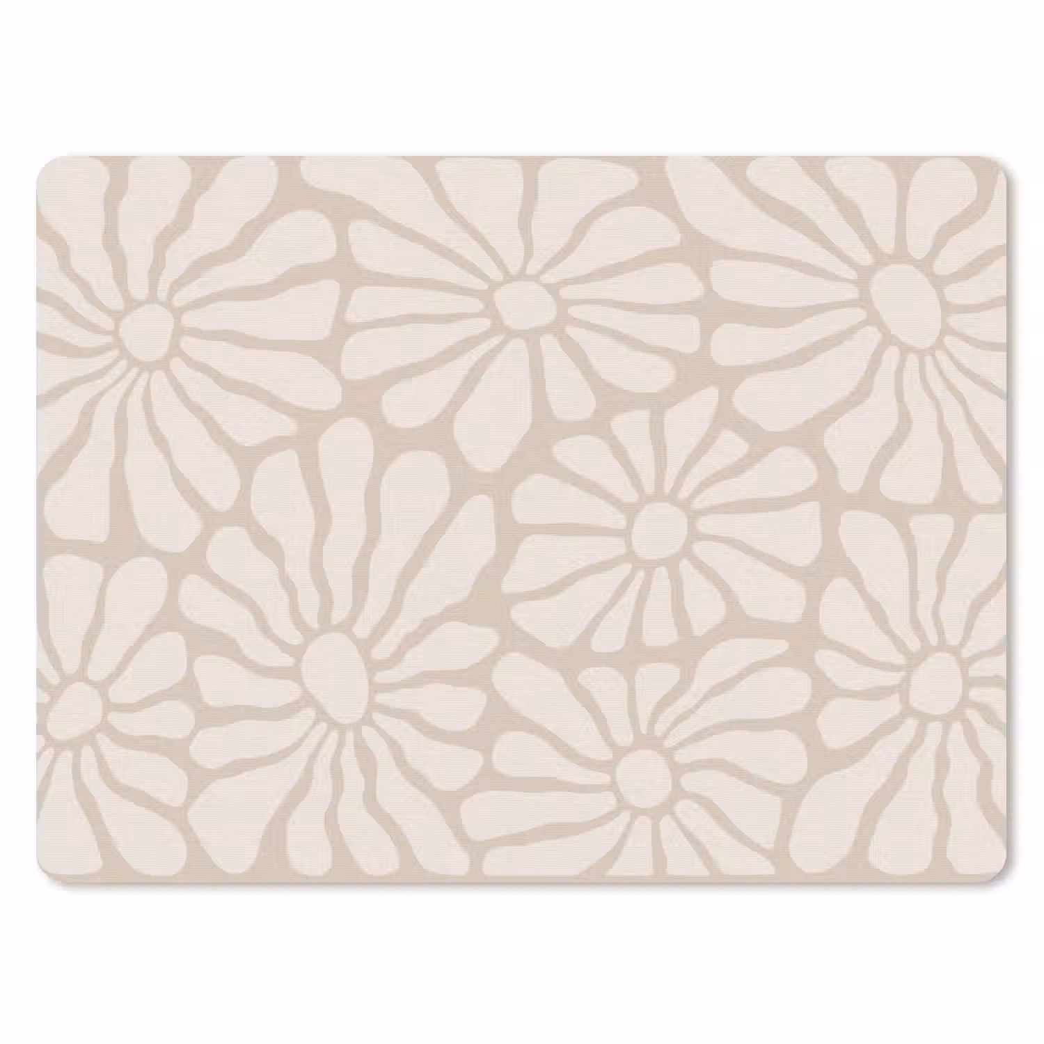 Bloemen - Print - Beige - Bruin - Minimalistisch muismat rubber klein -3d