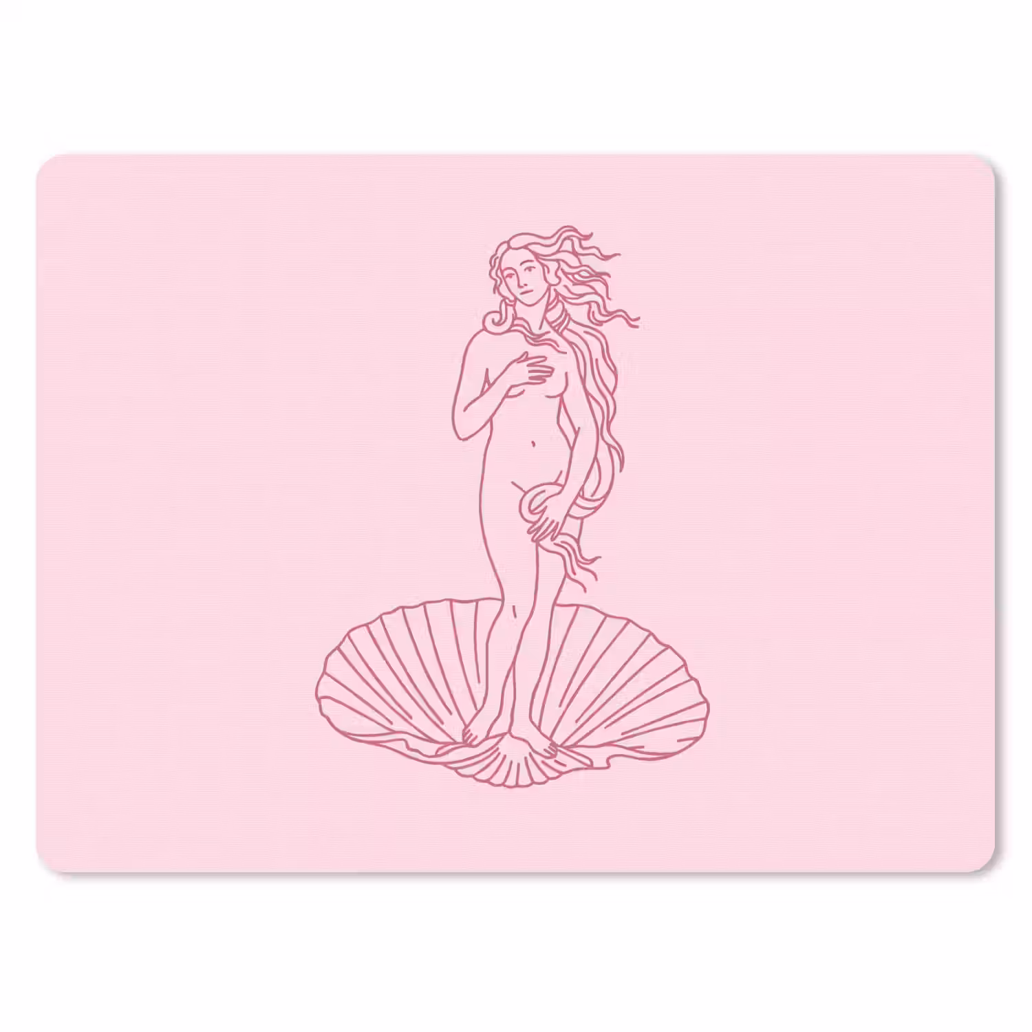 Vrouw - Schelp - Kunst - Lijntekening - Roze muismat rubber klein -3d