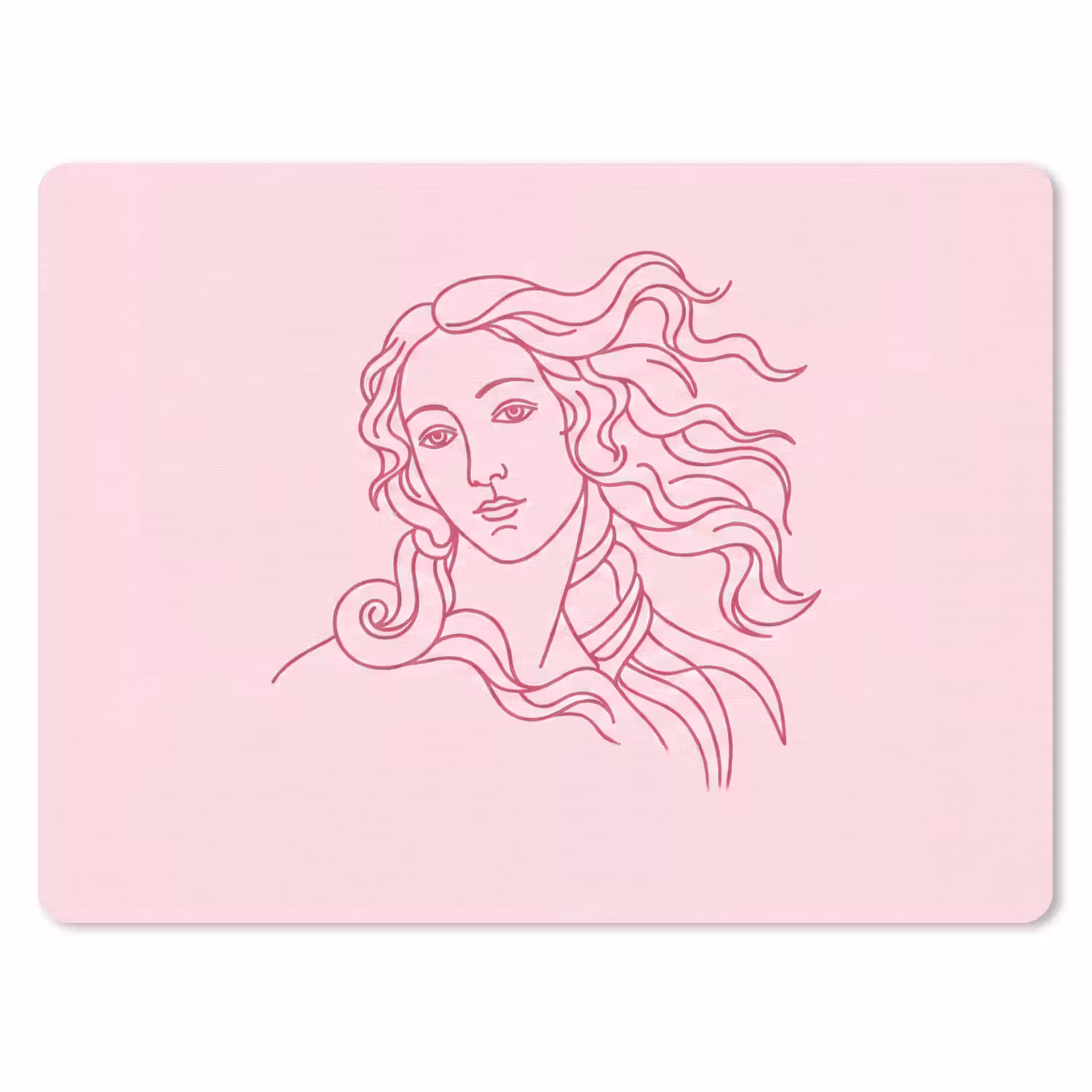Vrouw - Portret - Klassiek - Line-art - Roze muismat rubber klein -3d