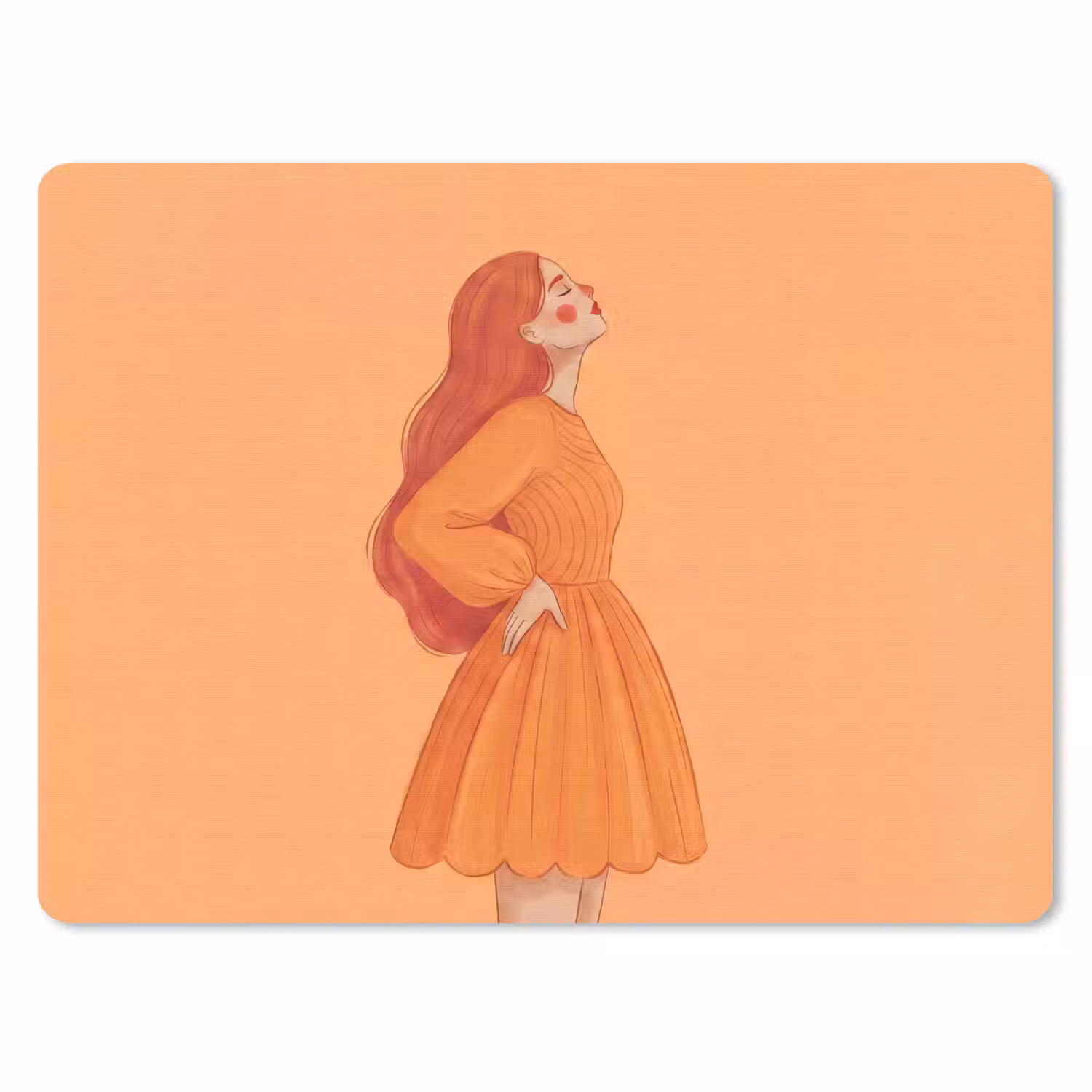 Vrouw - Profiel - Mensen - Modern - Oranje muismat rubber klein -3d