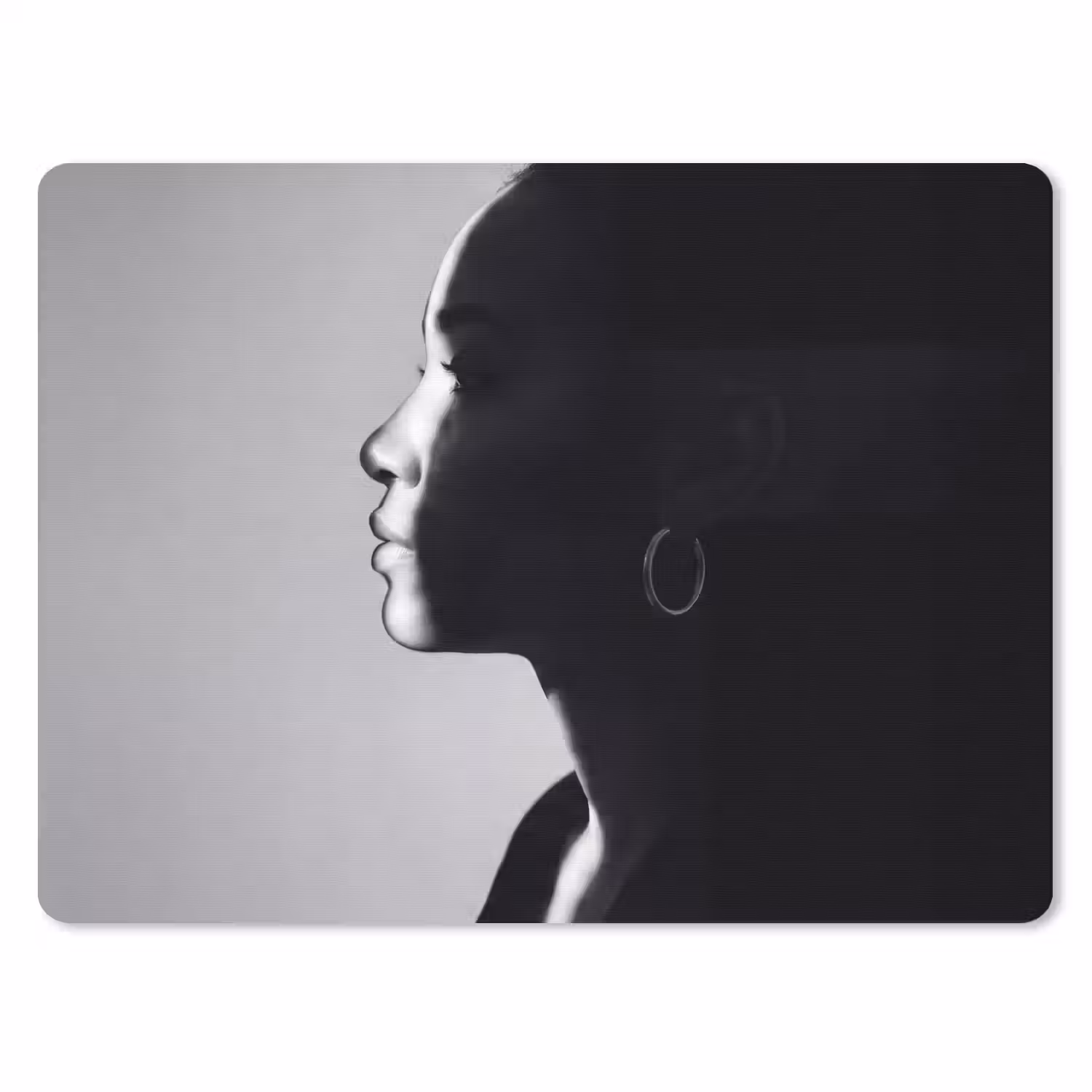 Vrouw - Profiel - Mensen - Zwart-wit muismat rubber klein -3d