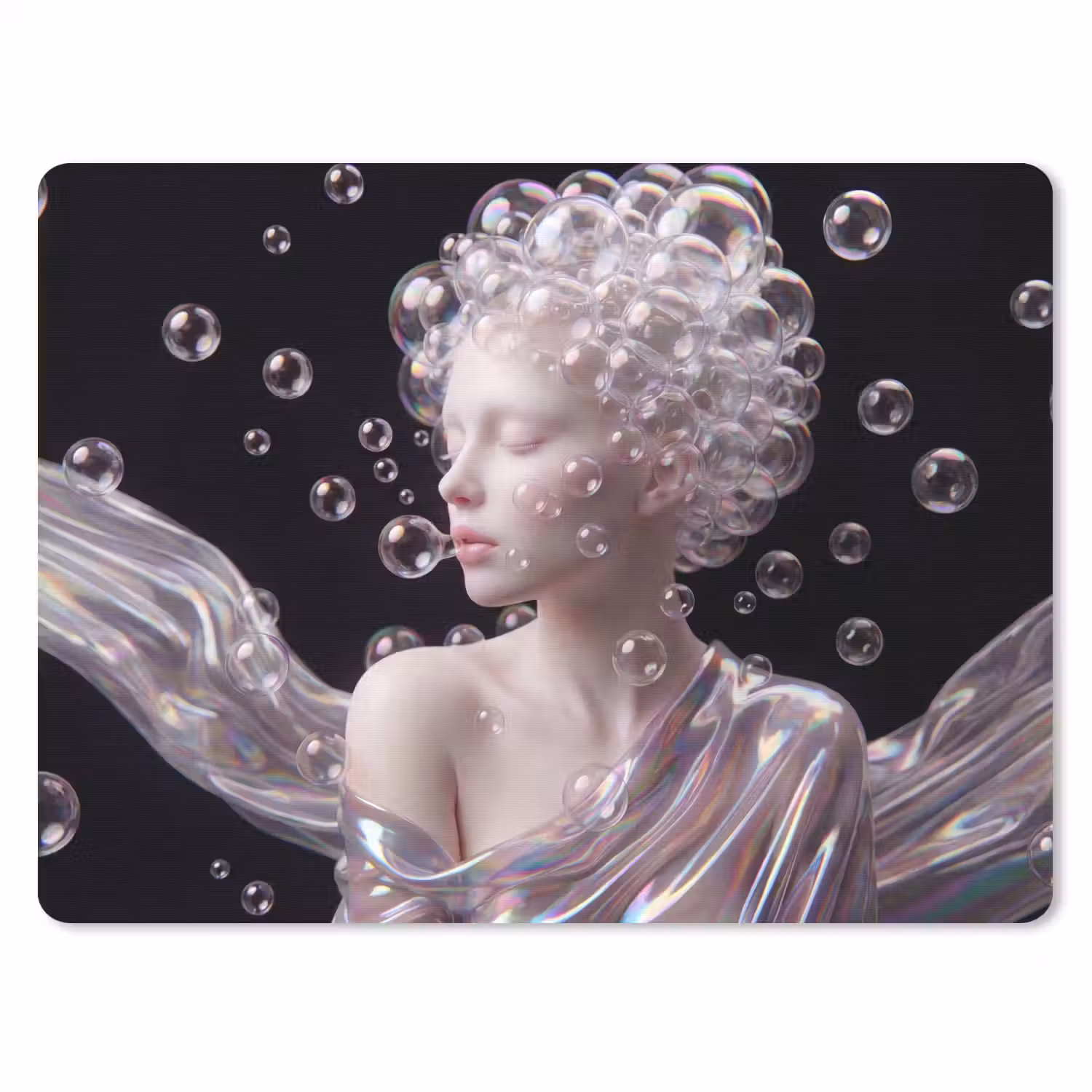 Vrouw - Bellen - Abstract - Kleurrijk muismat rubber klein -3d