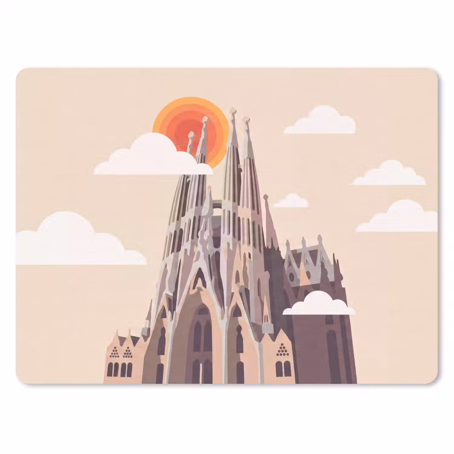 Gebouw - Torens - Architectuur - Abstract - Zonsondergang muismat rubber klein -3d