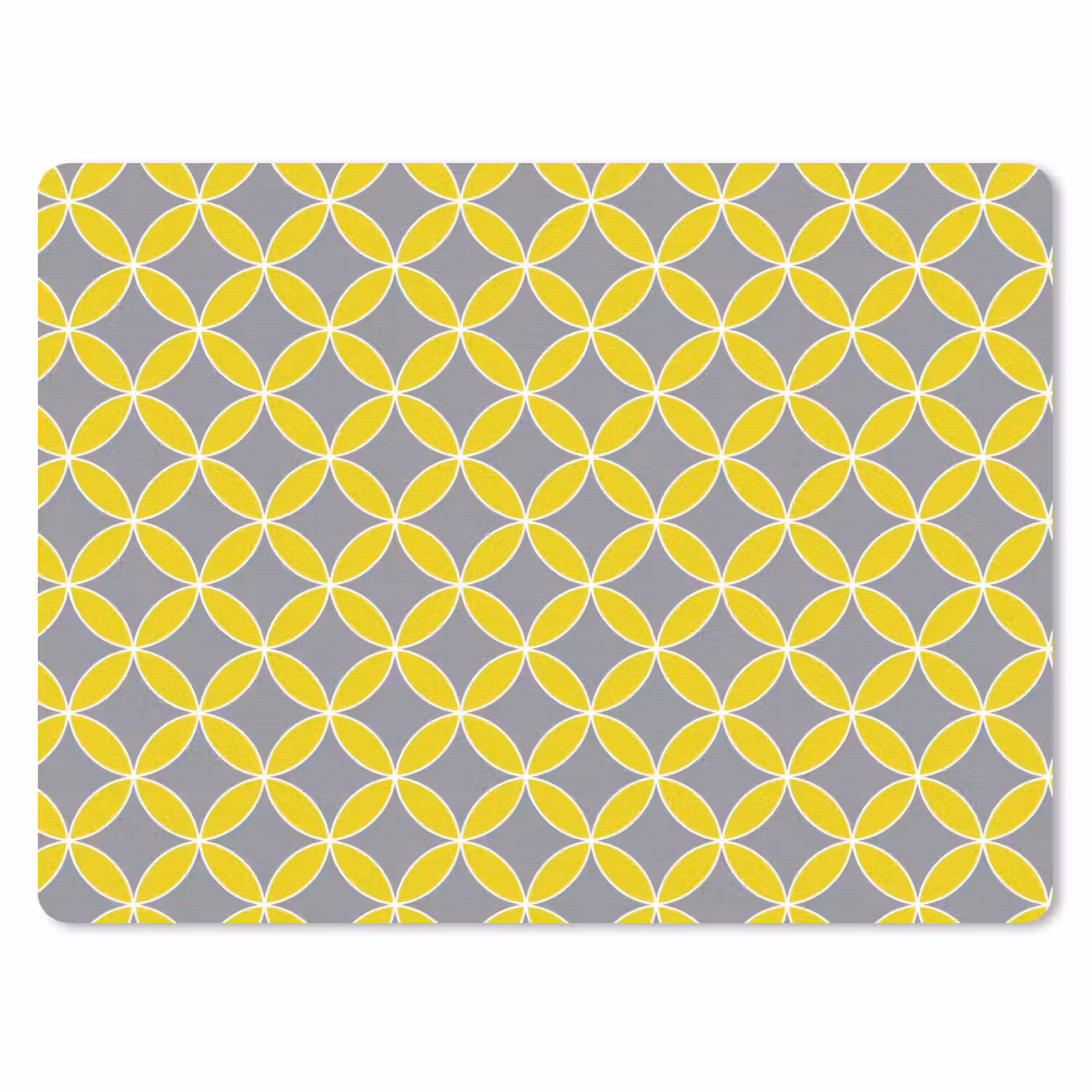 Geometrisch - Cirkels - Modern - Grijs - Geel muismat rubber klein 262 -3d
