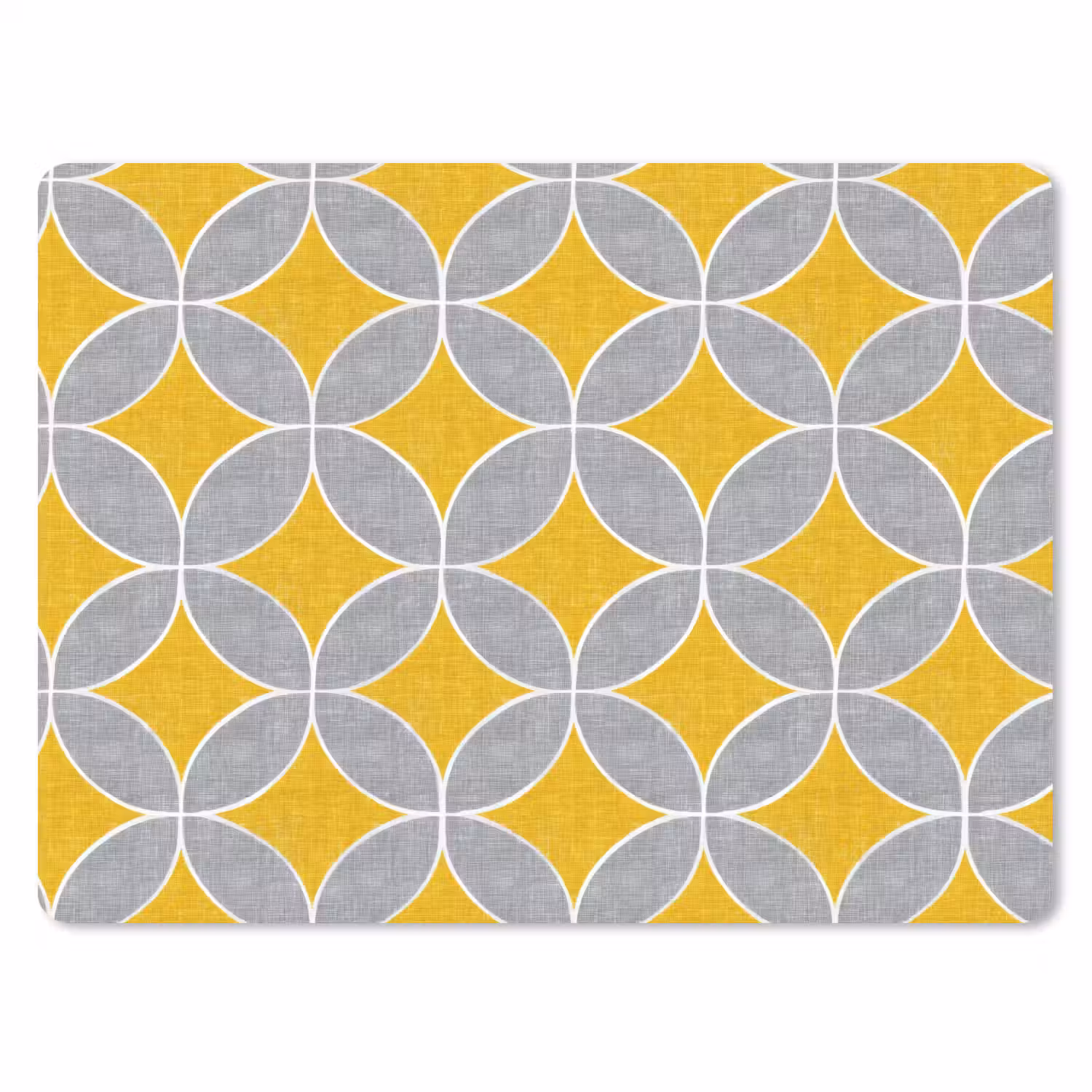 Geometrisch - Cirkels - Textuur - Grijs - Geel muismat rubber klein 262 -3d