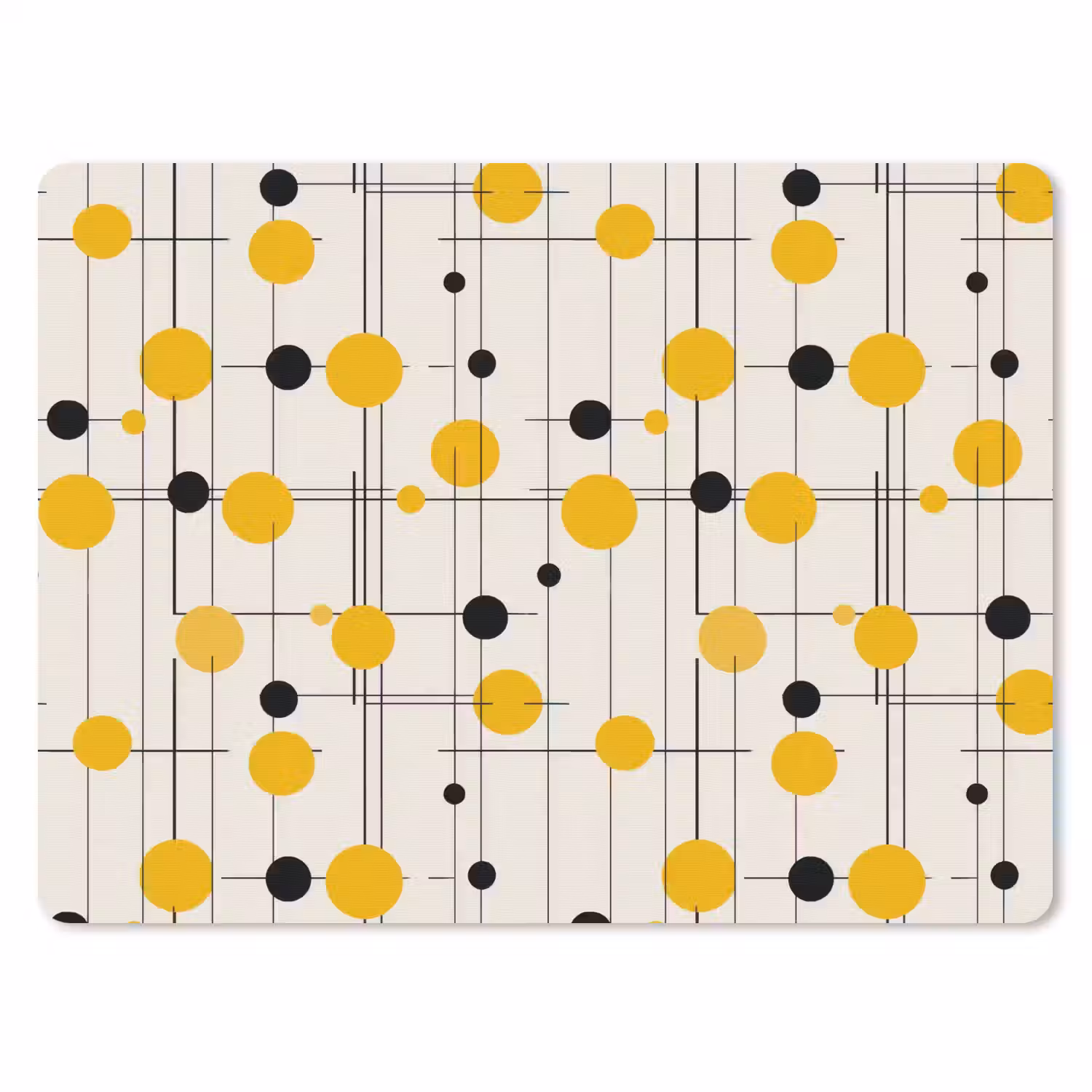 Geometrisch - Retro - Lijnen - Okergeel - Zwart muismat rubber klein 262 -3d