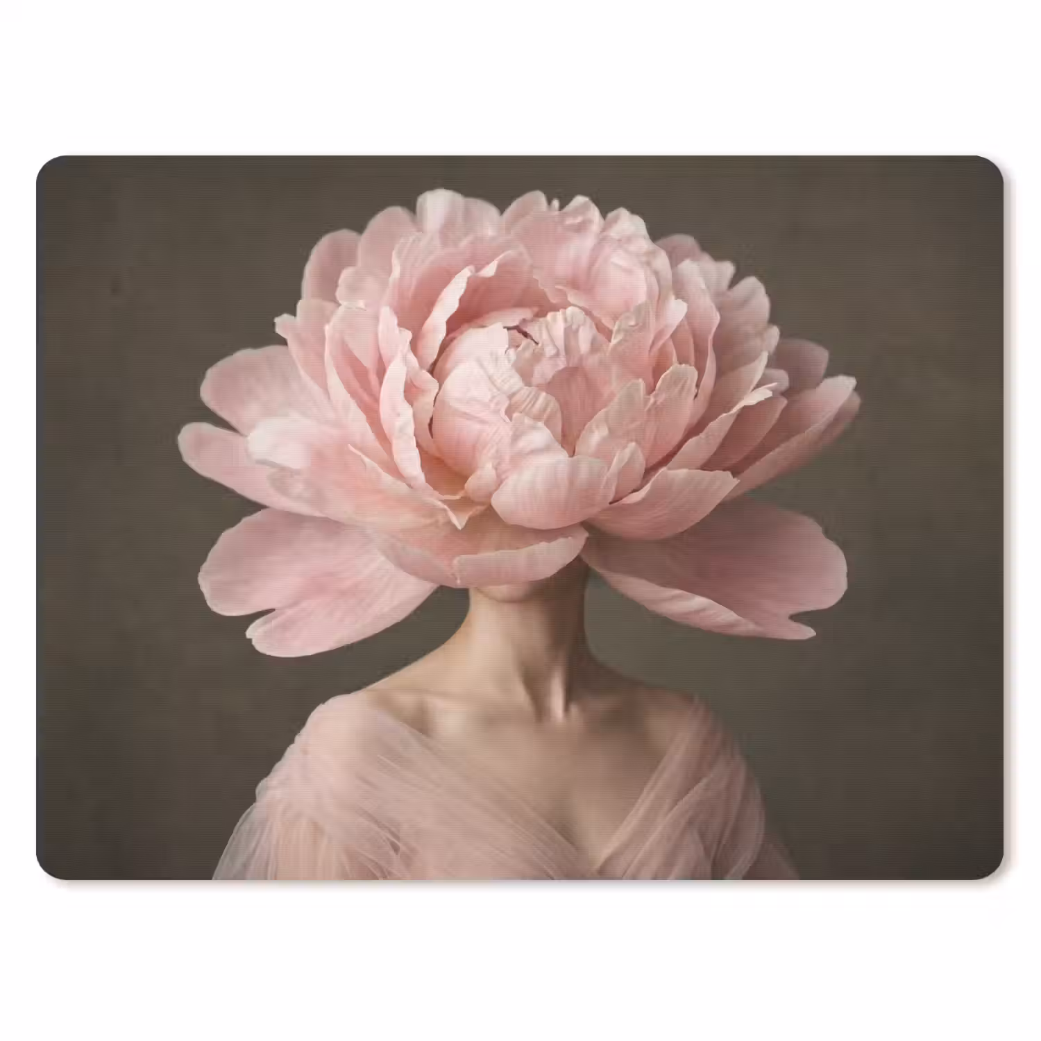 Gezicht - Roos - Roze muismat rubber klein -3d