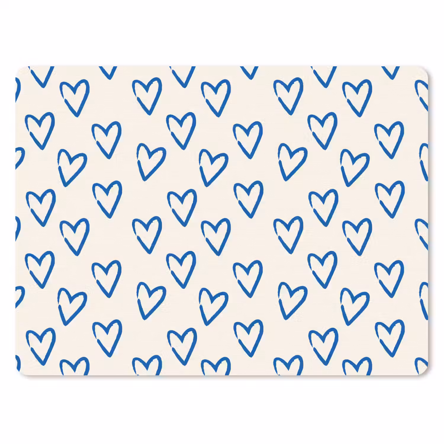 Hartjes patroon - Blauw - Beige - Liefde muismat rubber klein -3d