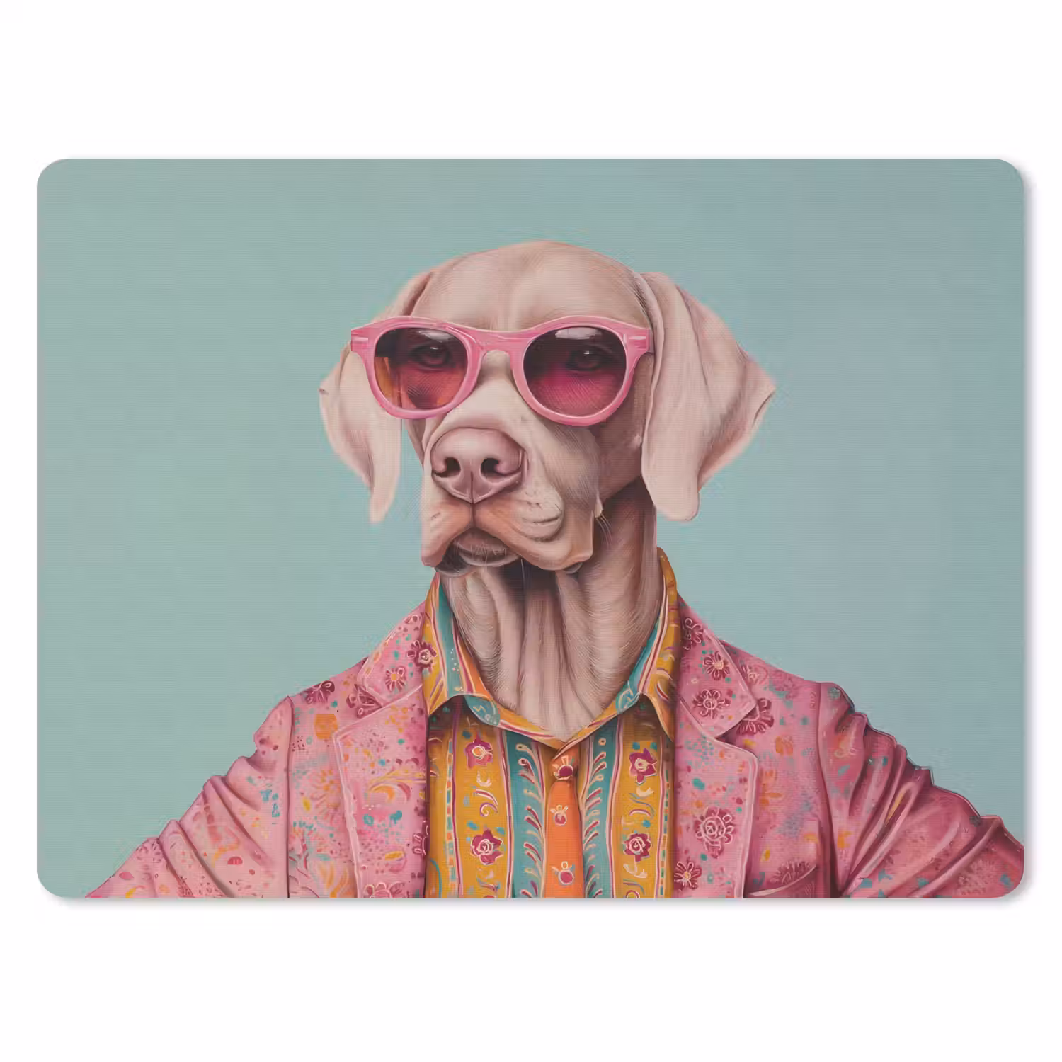 Hond - Overhemd - Bloemen - Bril muismat rubber klein -3d