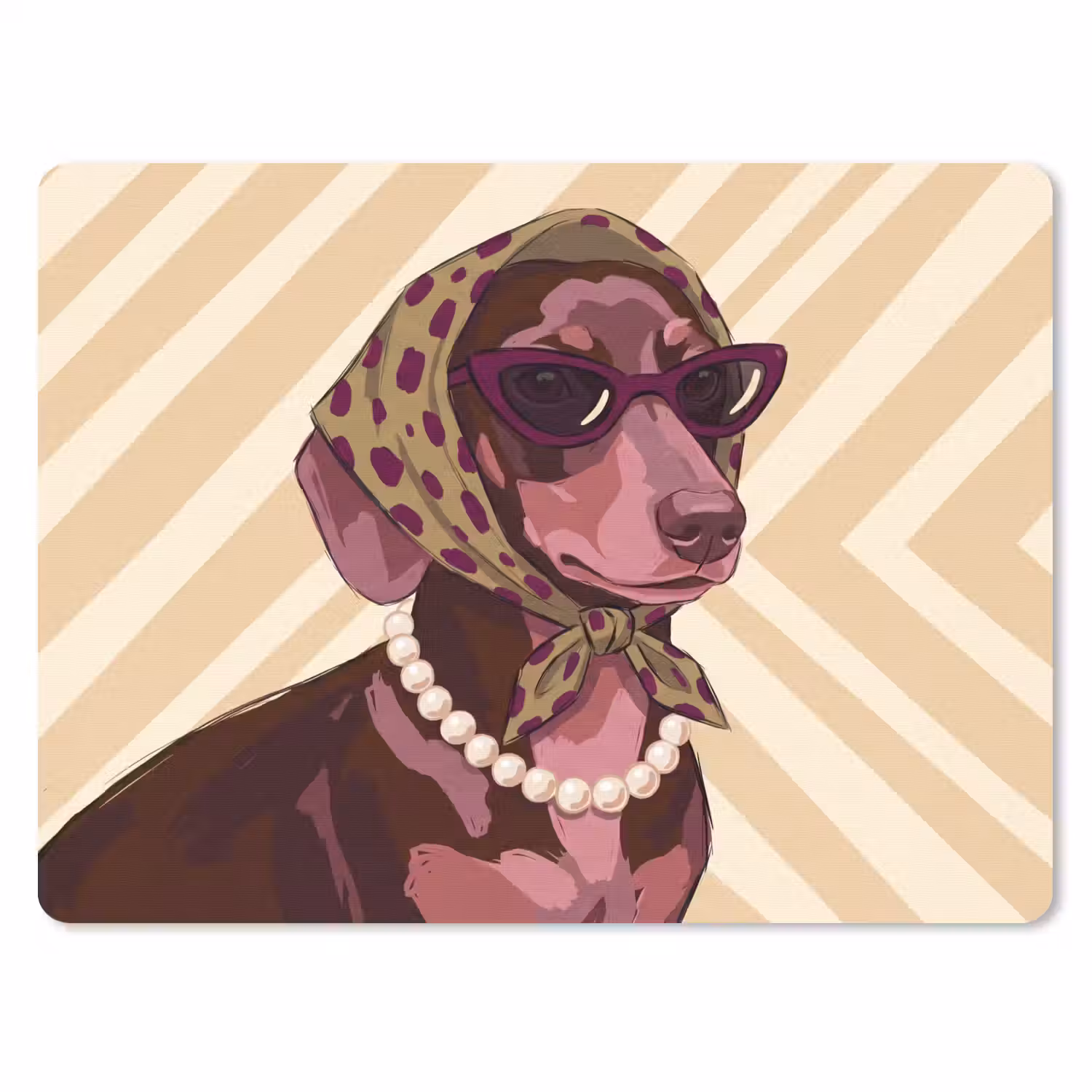Hond - Zonnebril - Hoofddoek - Dieren - Modern muismat rubber klein -3d