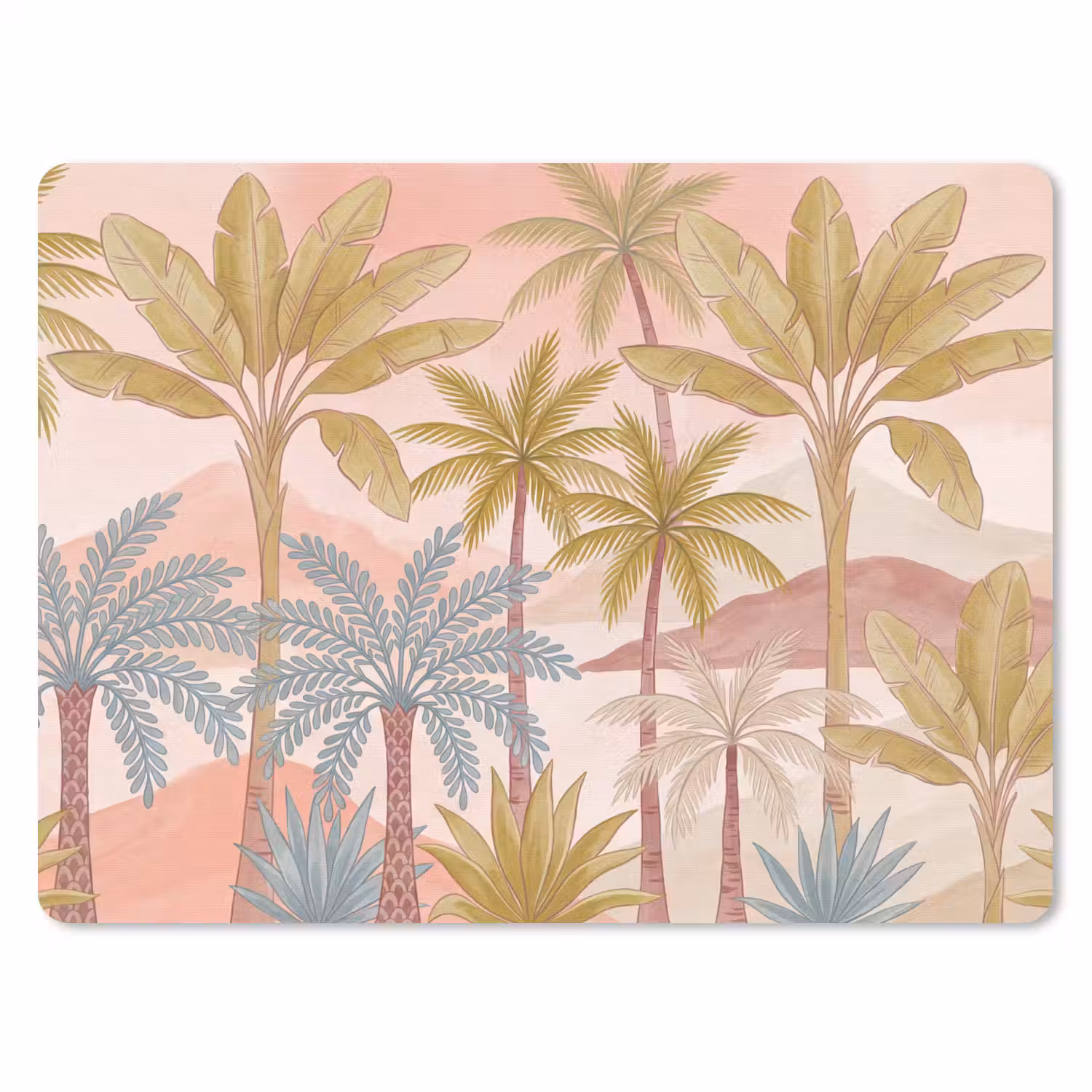 Illustratie - Palmbomen - Kleurrijk muismat rubber klein -3d