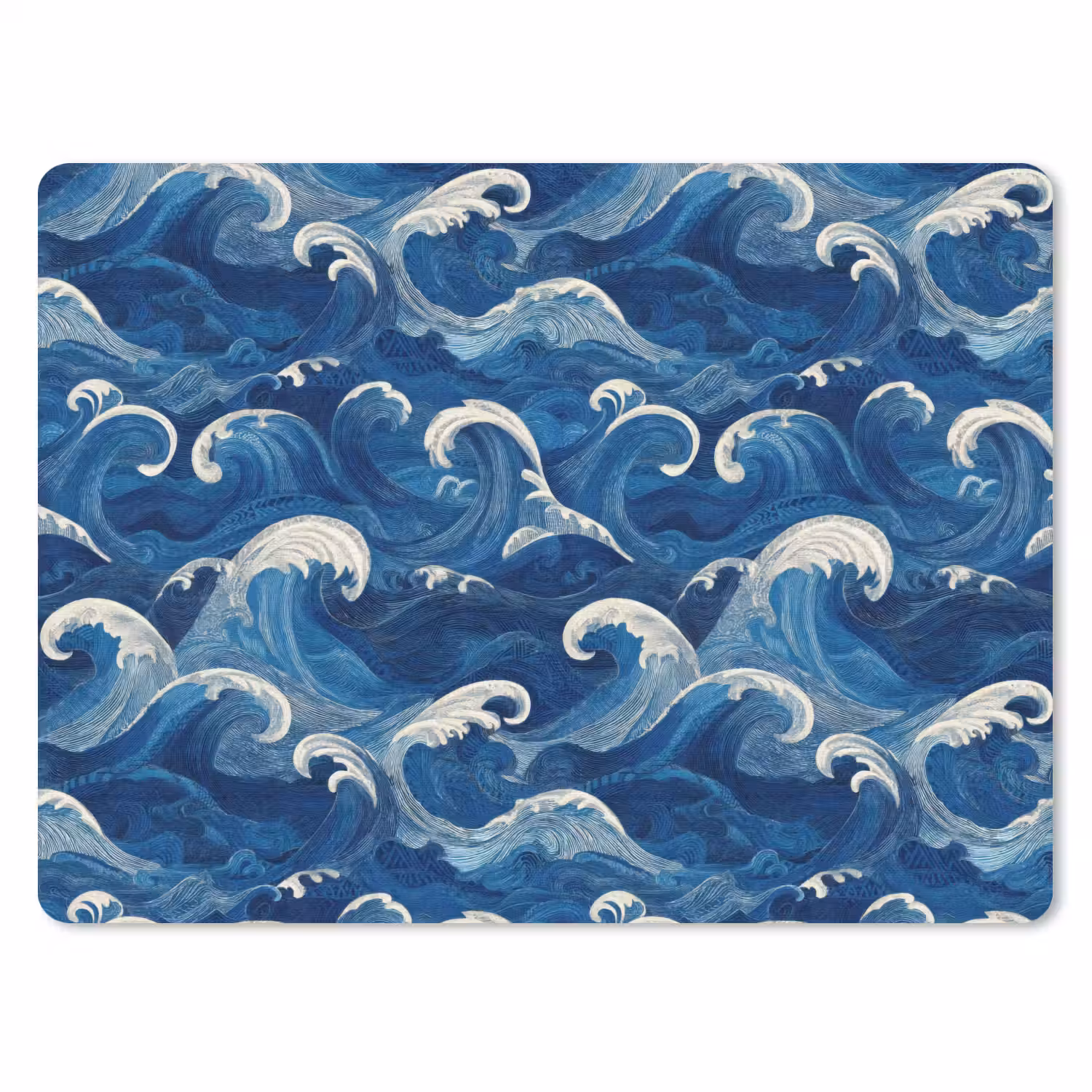 Japans - Oceaan - Golven - Blauw muismat rubber klein 262 -3d