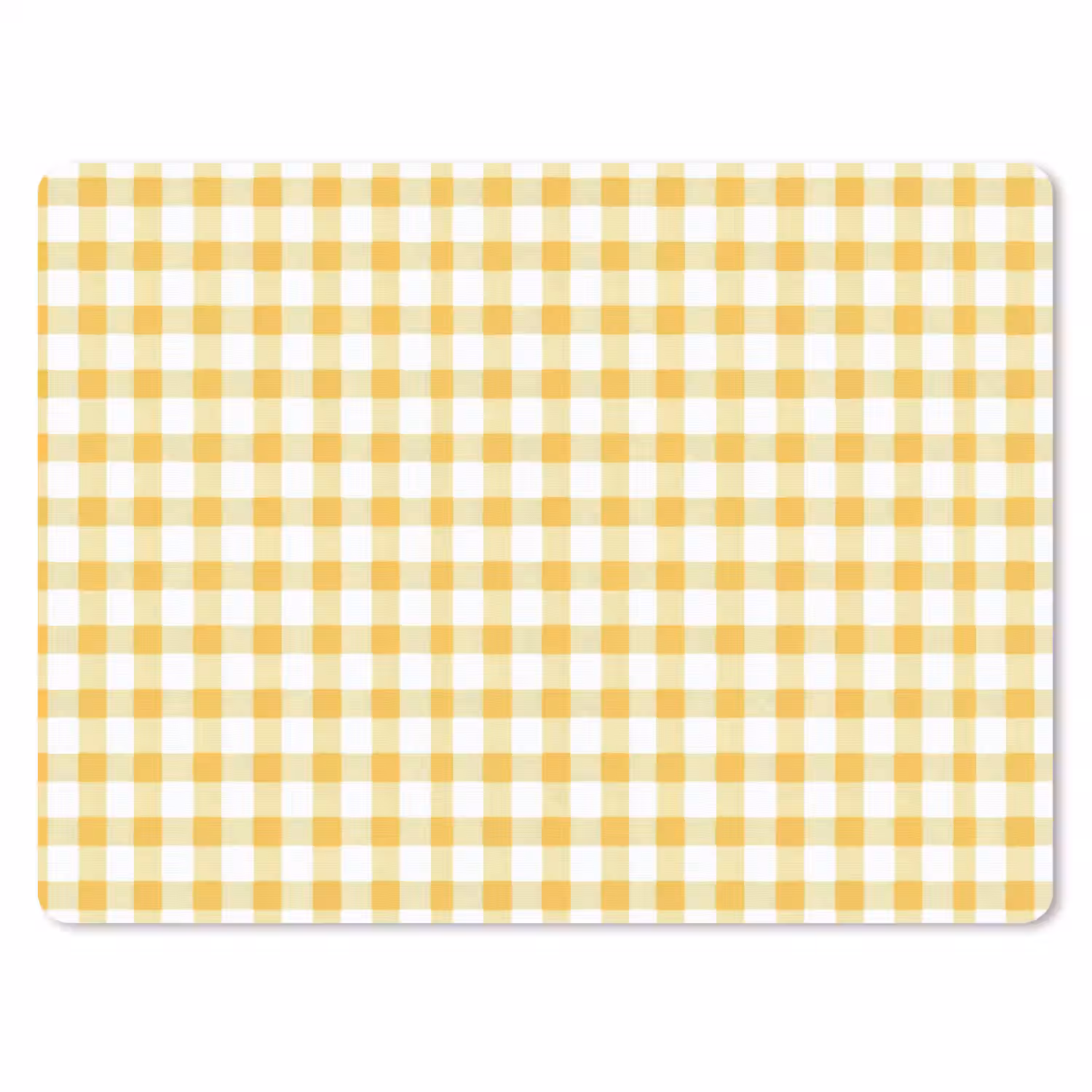 Ruit - Gingham - Klassiek - Geel en Wit muismat rubber klein 262 -3d