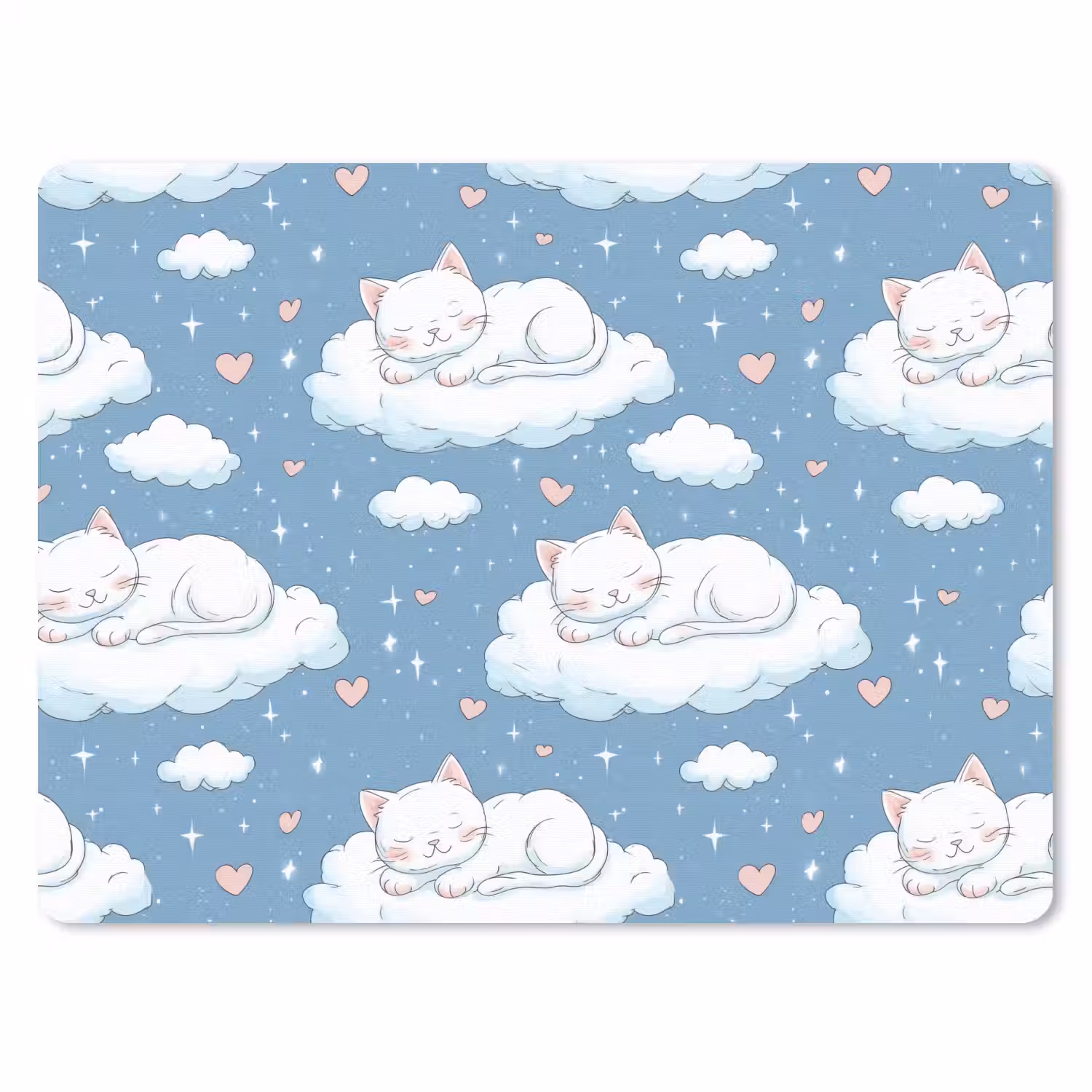 Kitten - Wolken - Blauw muismat rubber klein 262 -3d