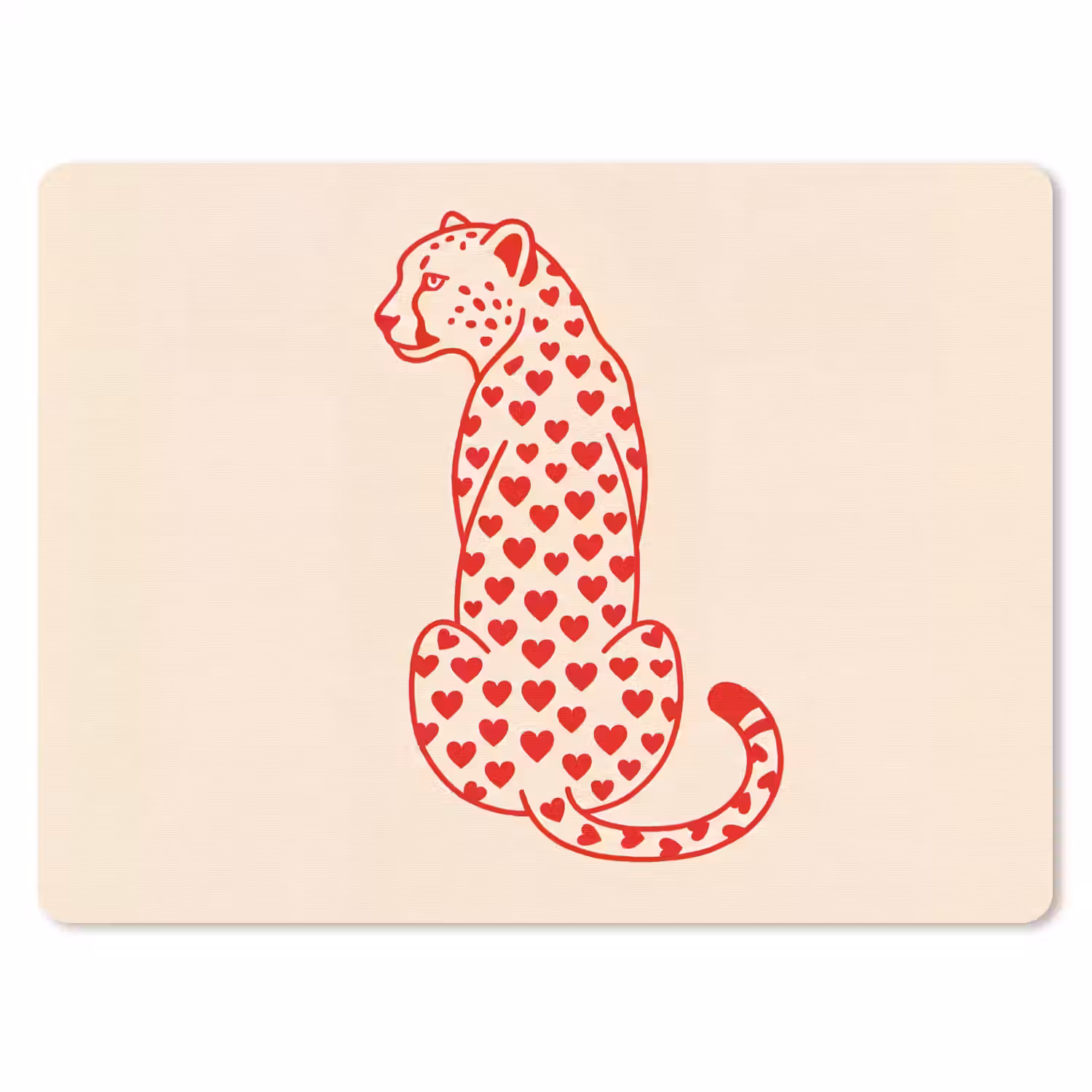 Kat - Harten - Dieren - Modern - Rood muismat rubber klein -3d
