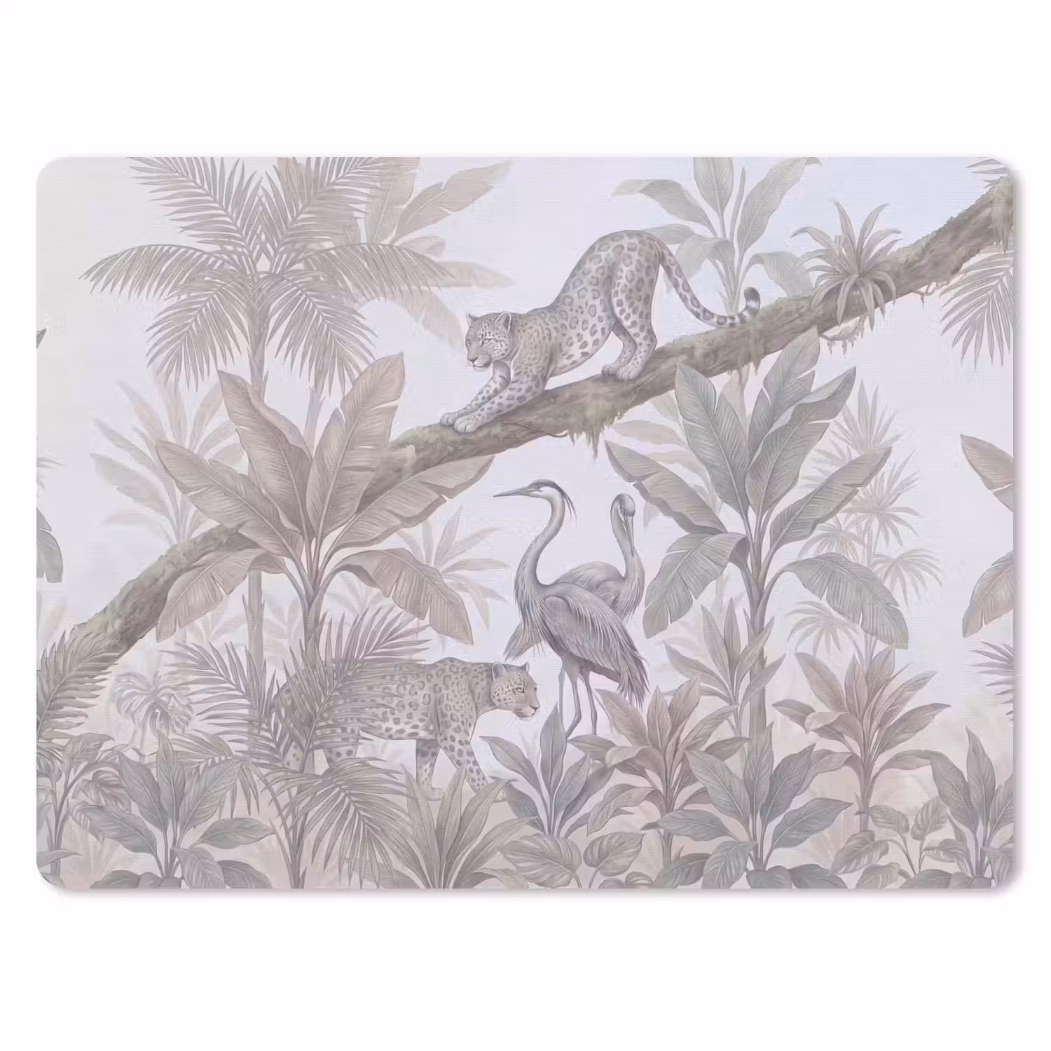 Kat - Vogel - Jungle - Illustratie - Dieren muismat rubber klein -3d