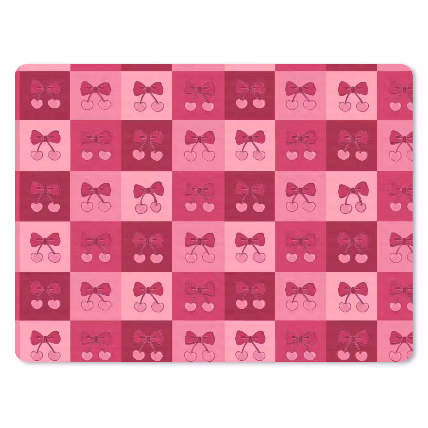 Kersen - Strikjes - Speels - Roze - Bordeaux muismat rubber klein 262 -3d