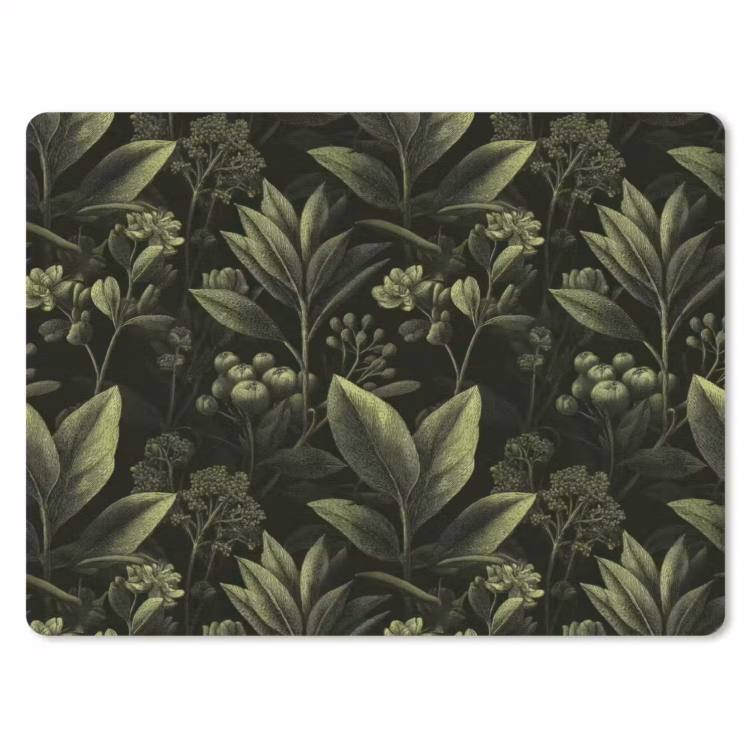 Klassiek - Donker - Botanisch - Planten muismat rubber klein 262 -3d