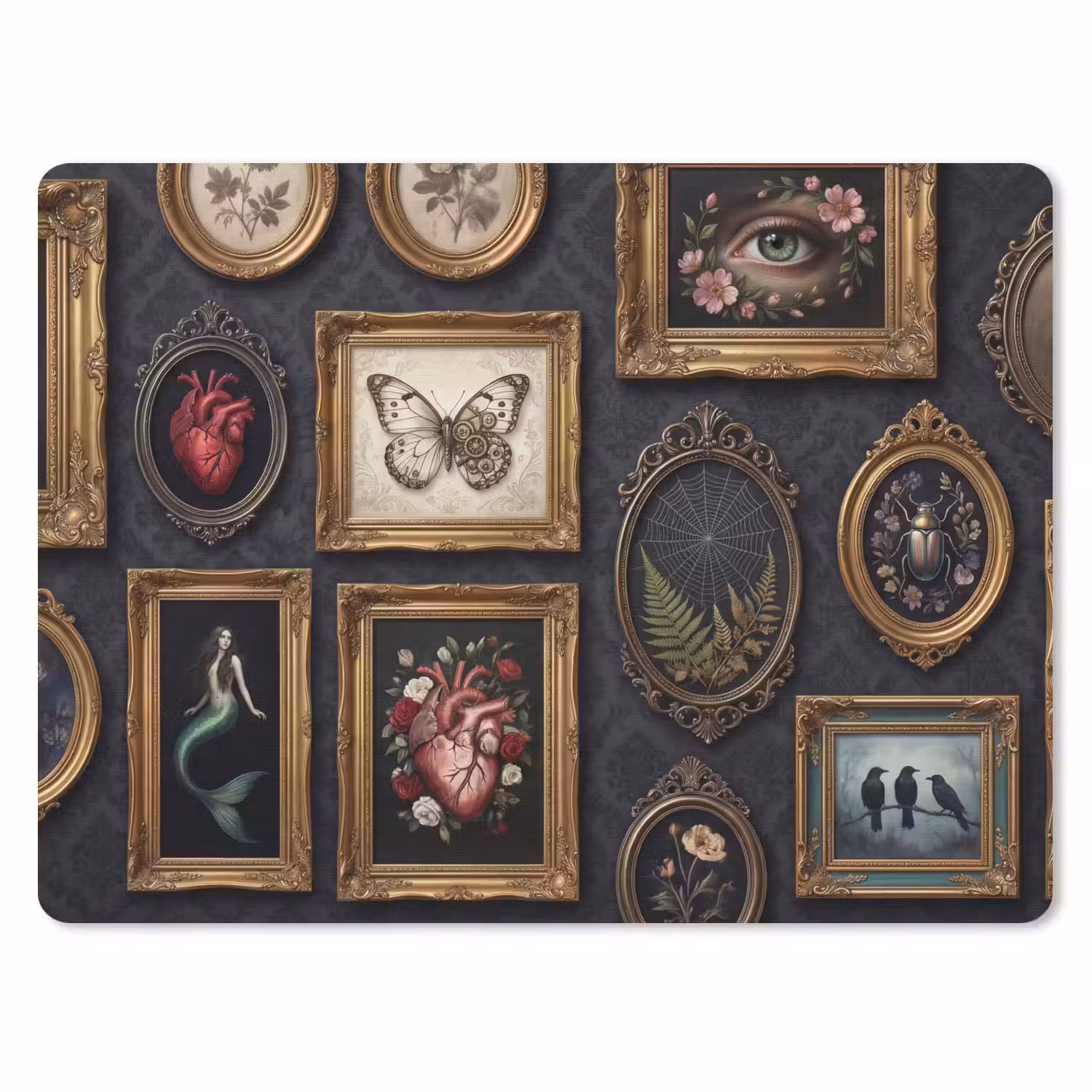 Kunst - Collectie - Vintage - Klassiek - Donker muismat rubber klein -3d