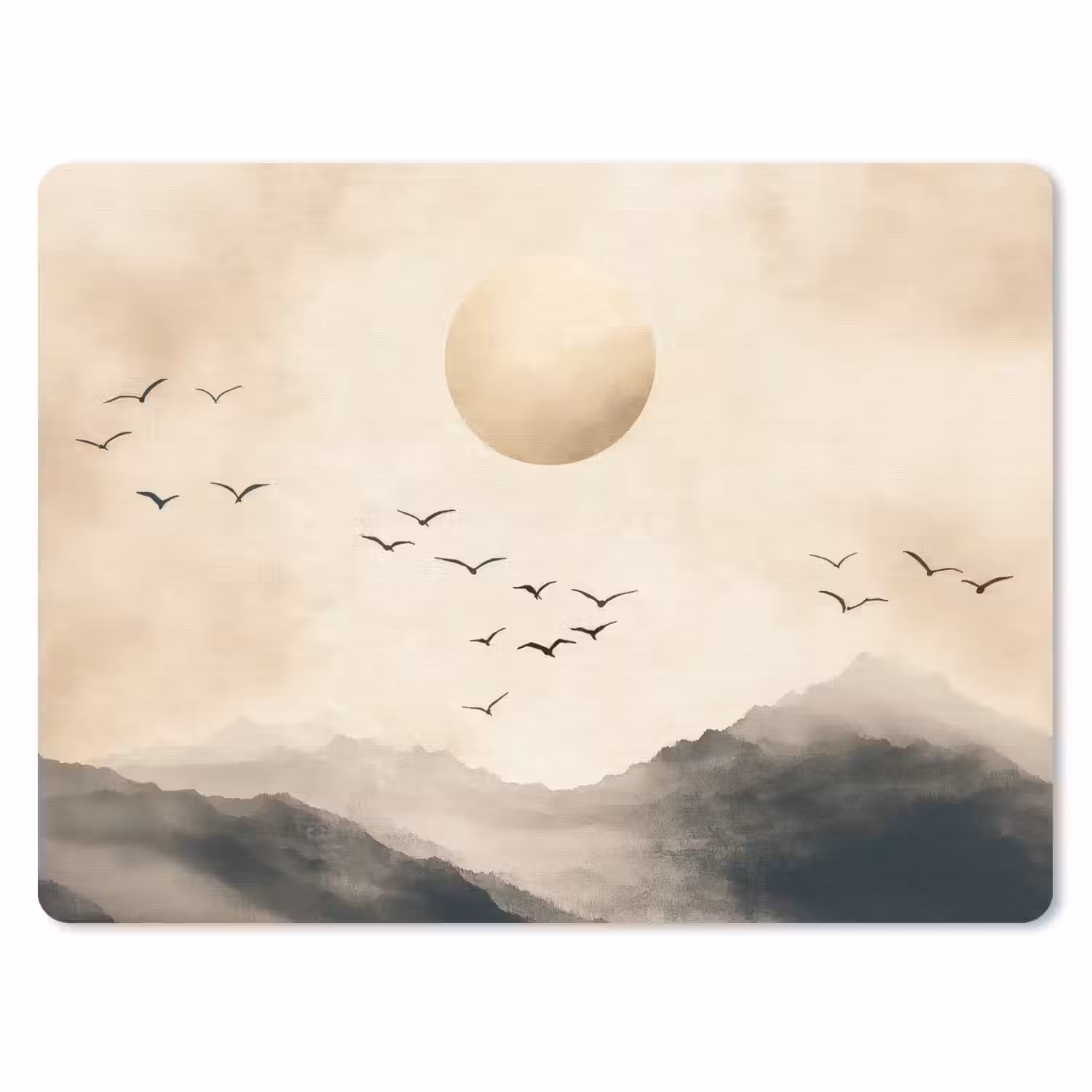 Landschap - Japandi - vogel muismat rubber klein -3d