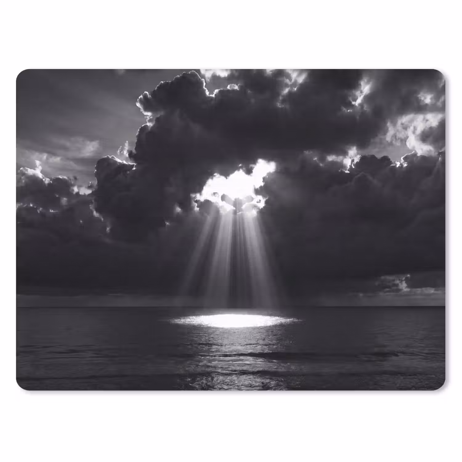 Licht - Wolken - Zee - Zwart-wit - Natuur muismat rubber klein -3d
