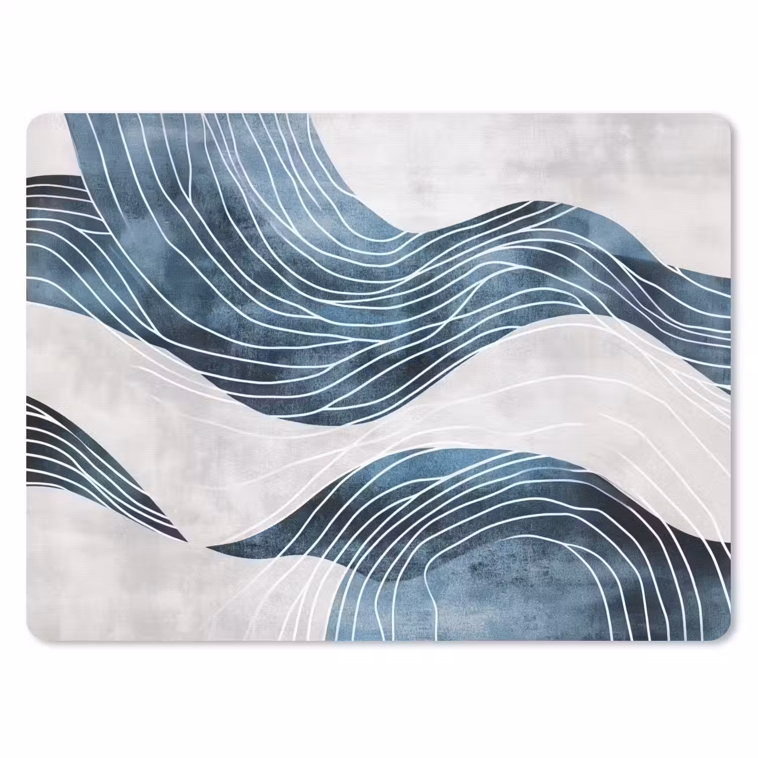 Lijnen - Golven - Abstract - Blauw muismat rubber klein -3d