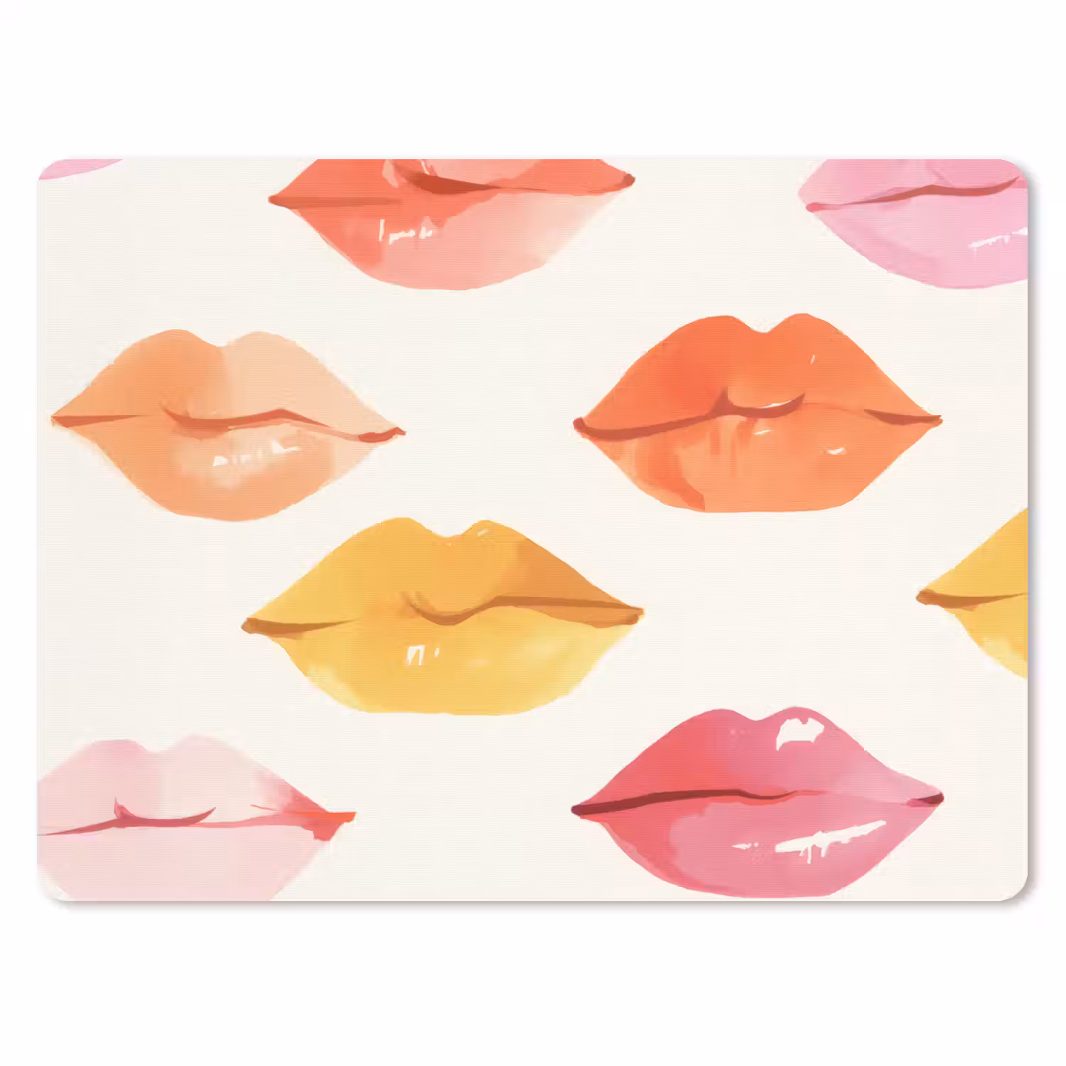 Lippen - Kleurrijk - Glanzend muismat rubber klein -3d
