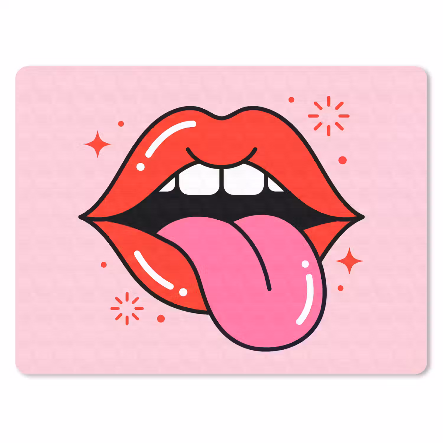 Lippen - Tong - Pop-art - Kleurrijk - Roze muismat rubber klein -3d
