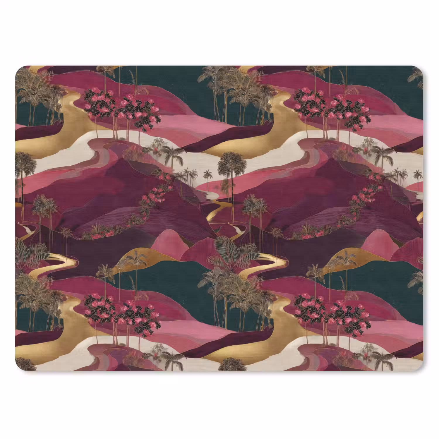 Magisch - Palmbomen - Goud muismat rubber klein 262 -3d